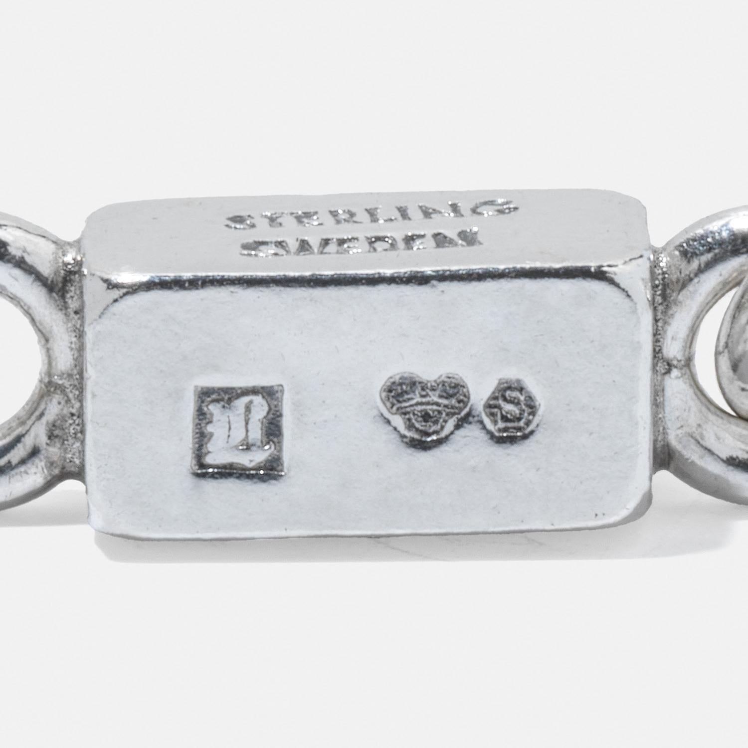 Vintage silver Bracelet by Swedish Master Wiwen Nilsson Made 1949 For Sale 2
