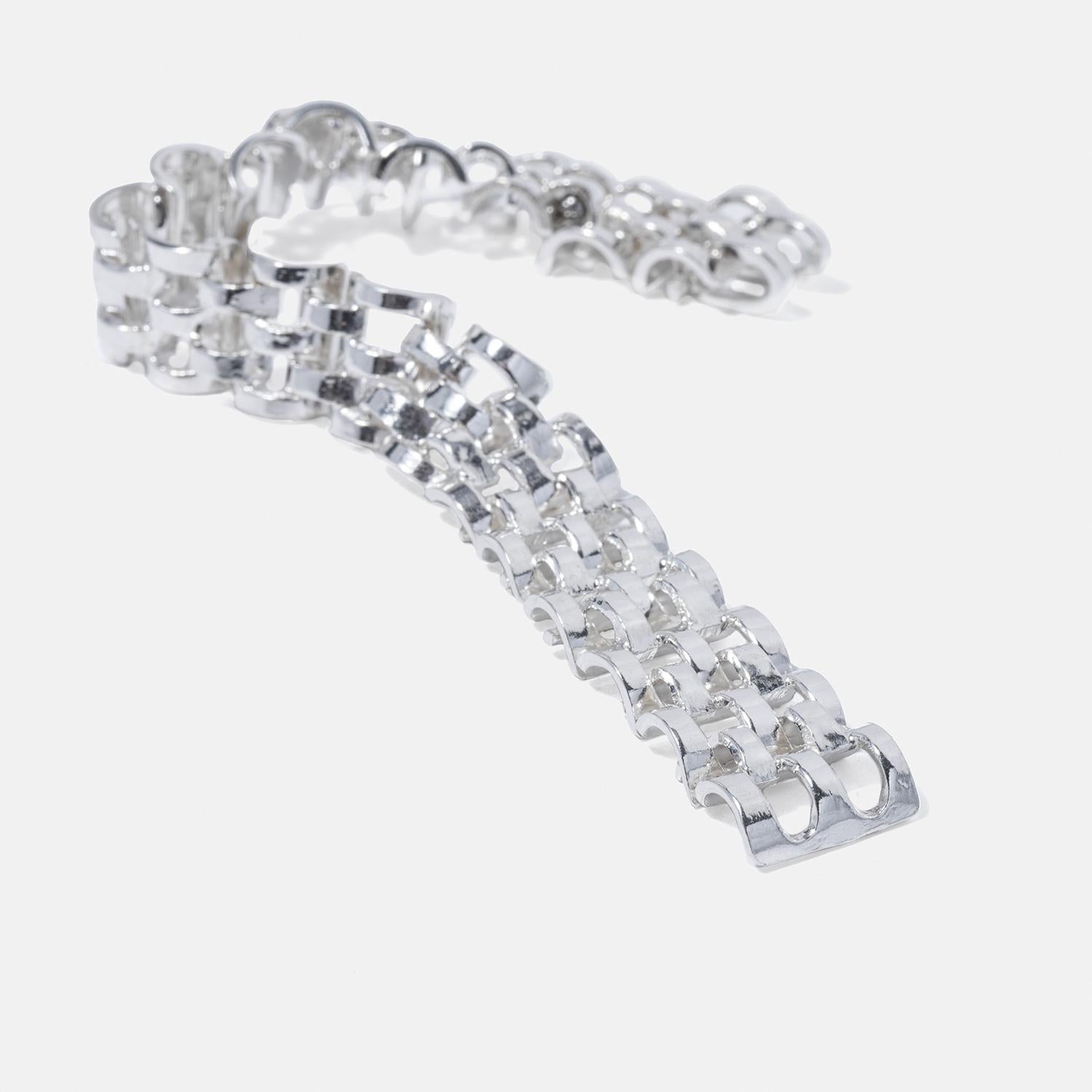 Silberarmband im Vintage-Stil von schwedischem Silbermeister Rey Urban, hergestellt im Jahr 1974 im Angebot 2