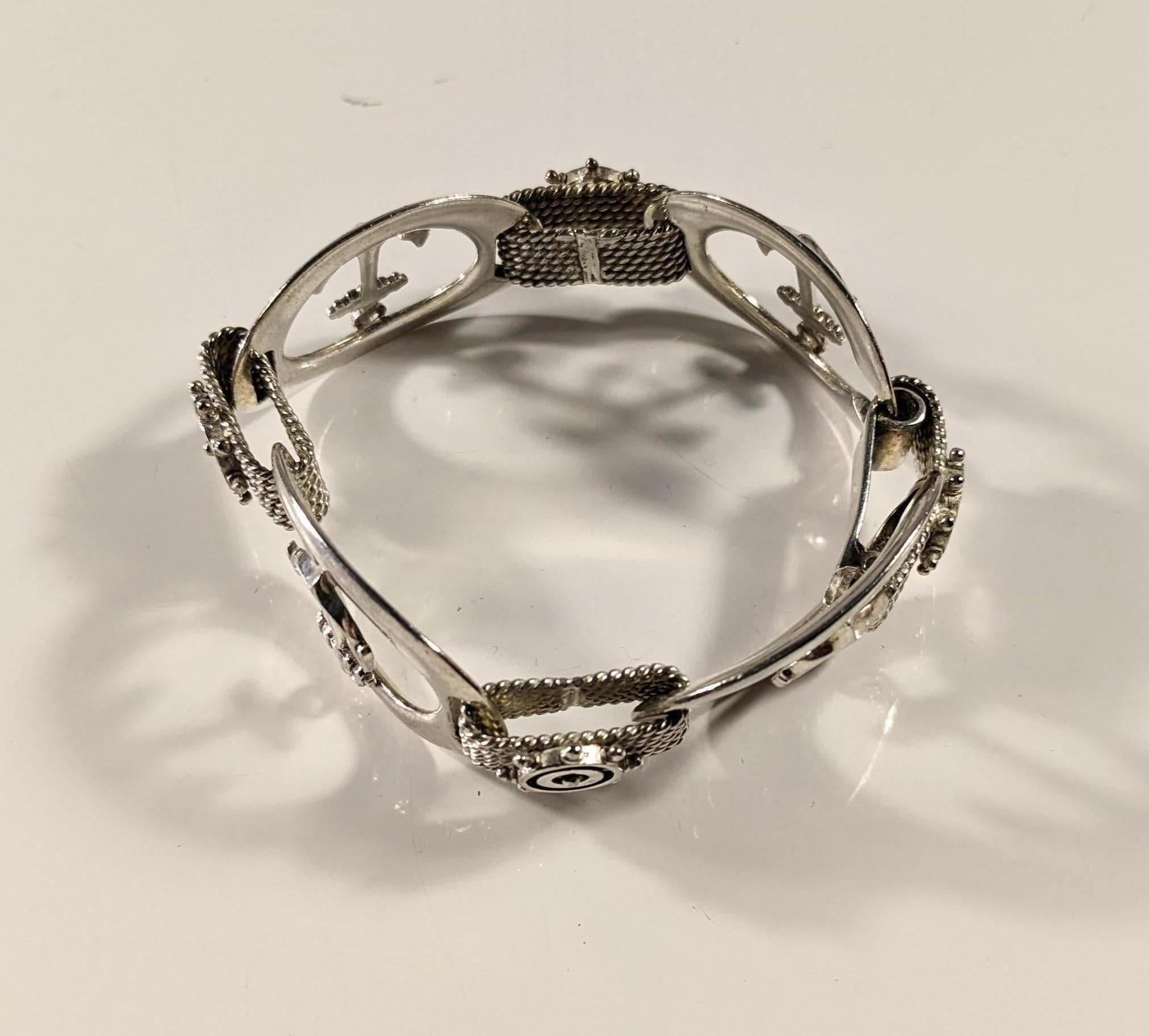 Vintage Silver Bracelet with Nautical Motifs In Excellent Condition For Sale In Bilbao, ES