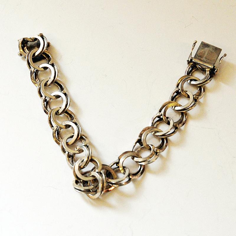 Vintage Silver Bracelet with Rings by Curt Hallberg, Sweden, 1974 In Good Condition In Stockholm, SE