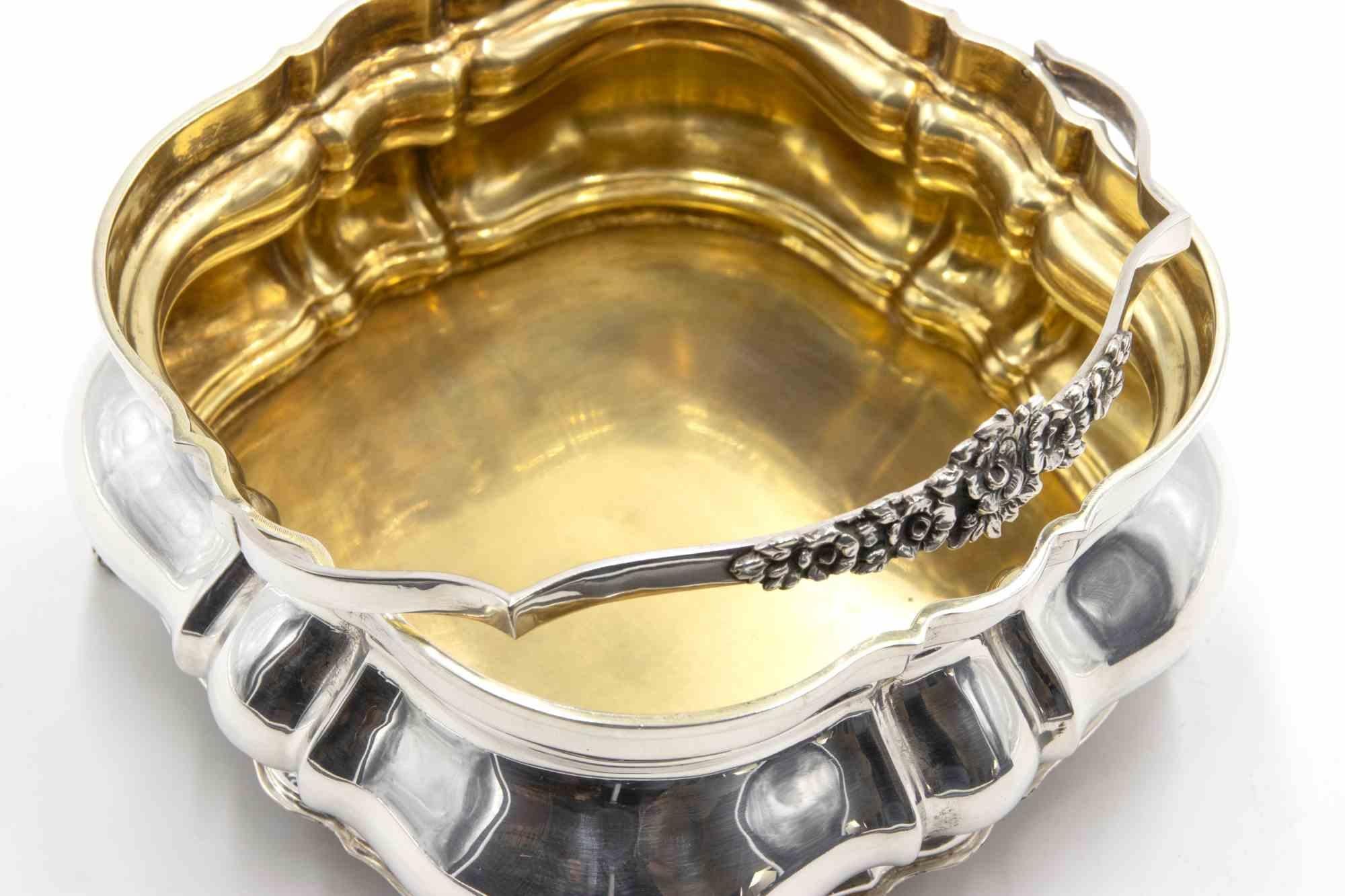 Vintage Silver Bread Basket by Enrico Goretta, Italy, mid-20th century In Good Condition For Sale In Roma, IT