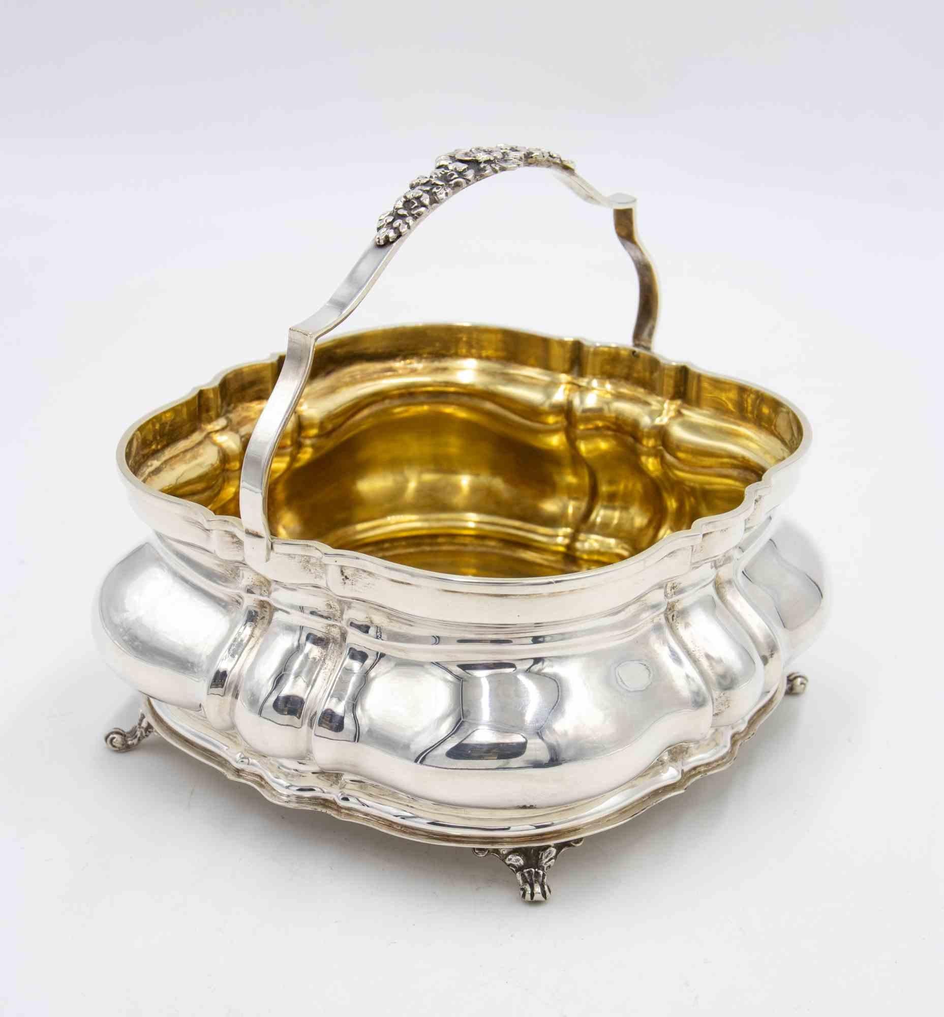 Vintage Silver Bread Basket by Enrico Goretta, Italy, mid-20th century For Sale 1