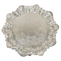 Vintage "Silver by Sacks" Victorian Style Silver Plated Scalloped Round Tray