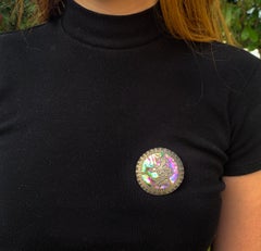 Vintage Silver Camel Design Brooch W/ Abalone  Shell