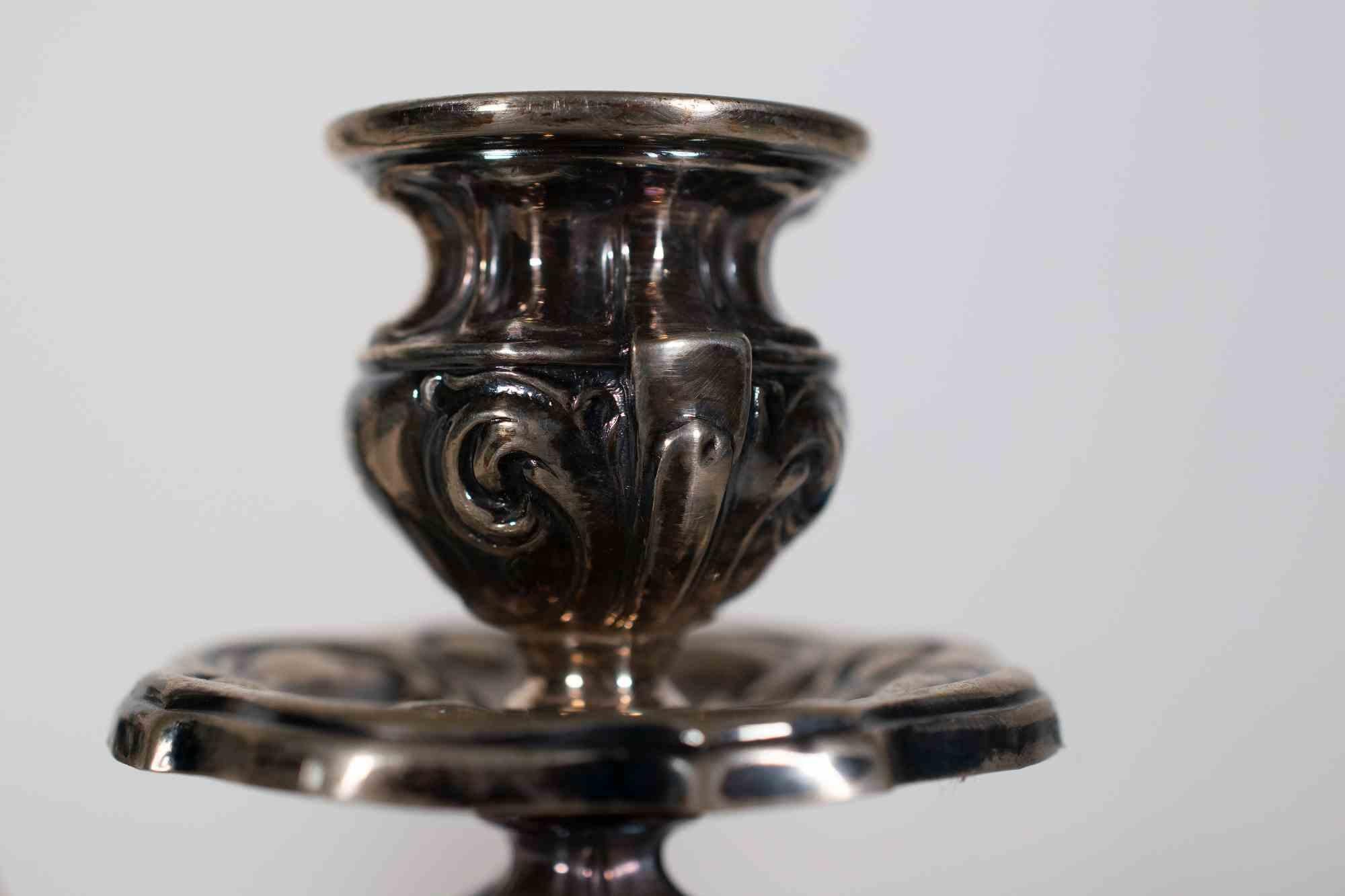 European Vintage Silver Candleholder, Italy, Mid-20th Century For Sale