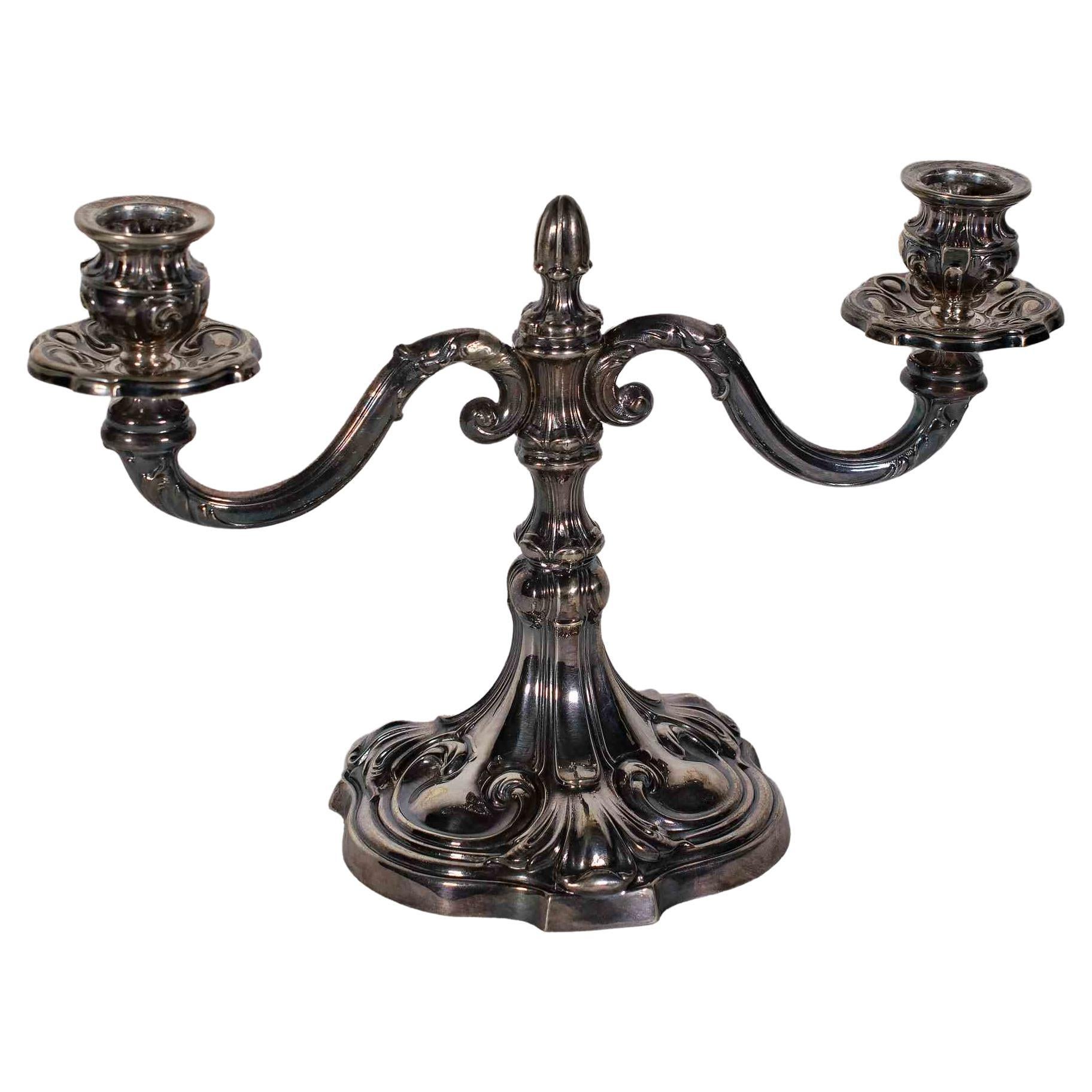 Vintage Silver Candleholder, Italy, Mid-20th Century For Sale