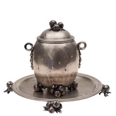 Centro de mesa y bandeja vintage de plata de Luigi Genazzi, 1934-1944