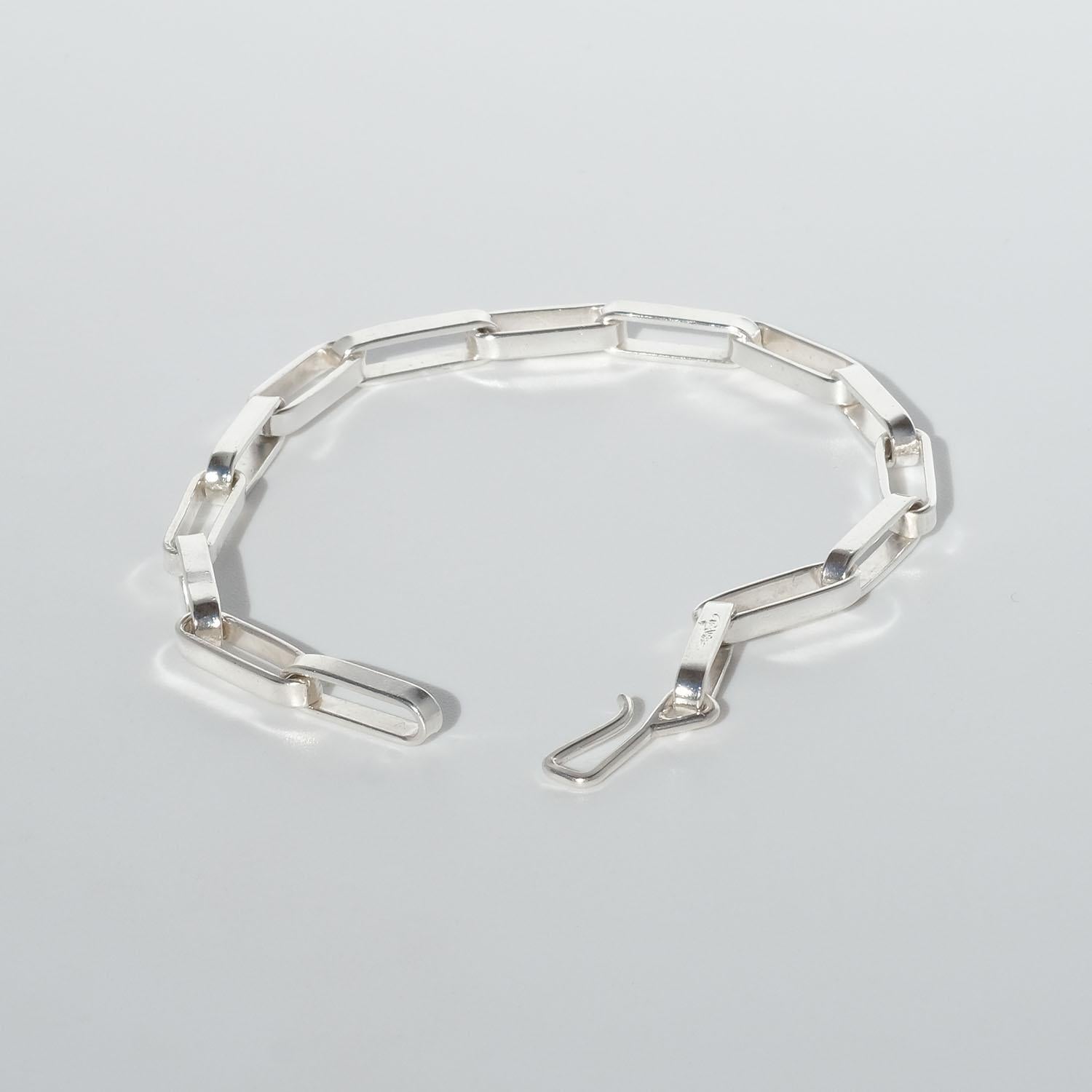 Vintage Silver Chain Bracelet by Swedish master Rey Urban,  Made Year 1986 In Good Condition For Sale In Stockholm, SE