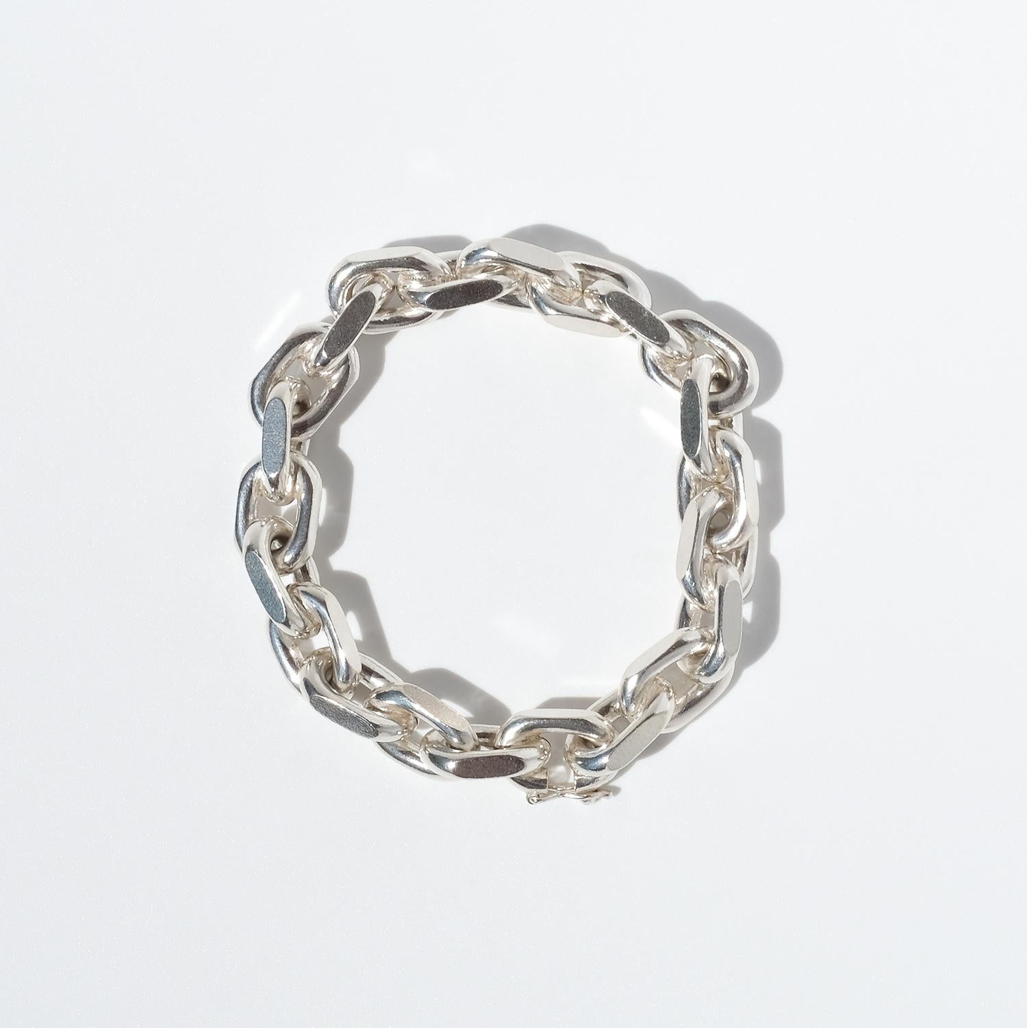 Vintage Silver Chain Bracelet Made in Denmark, épais et lourd. Bon état - En vente à Stockholm, SE