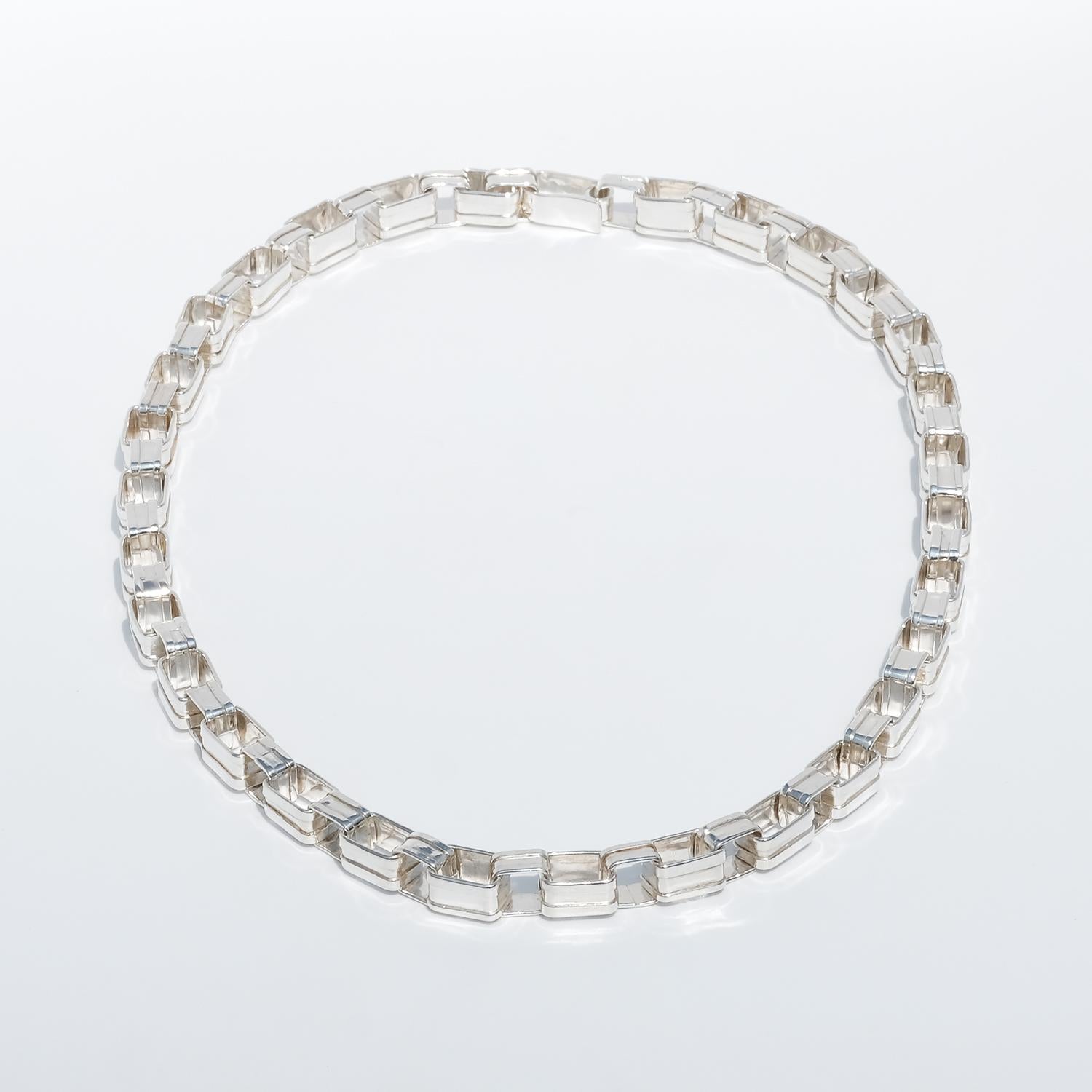 Vintage Silver Chain Necklace by Claës Giertta Made 1979 For Sale 6