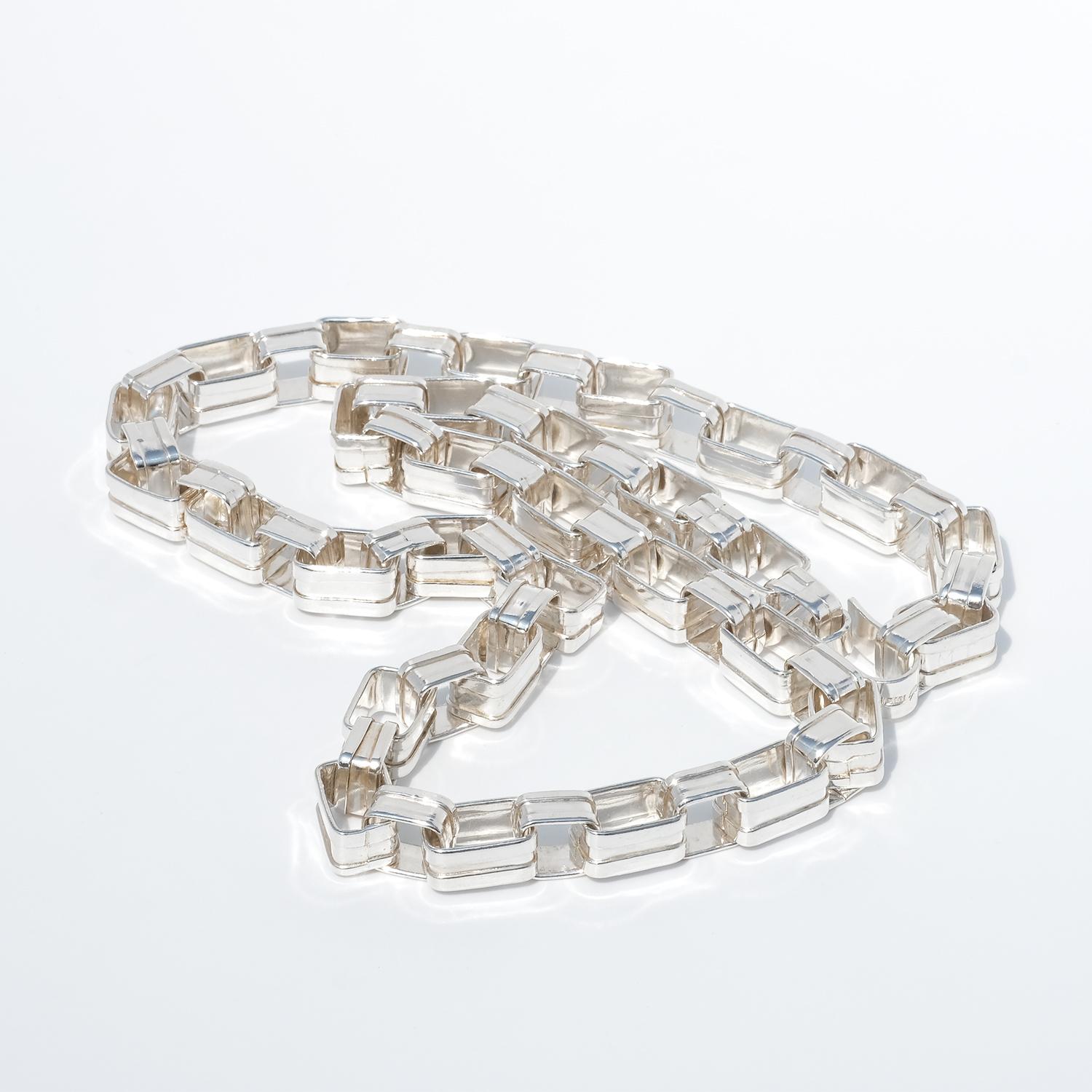 Women's or Men's Vintage Silver Chain Necklace by Claës Giertta Made 1979 For Sale