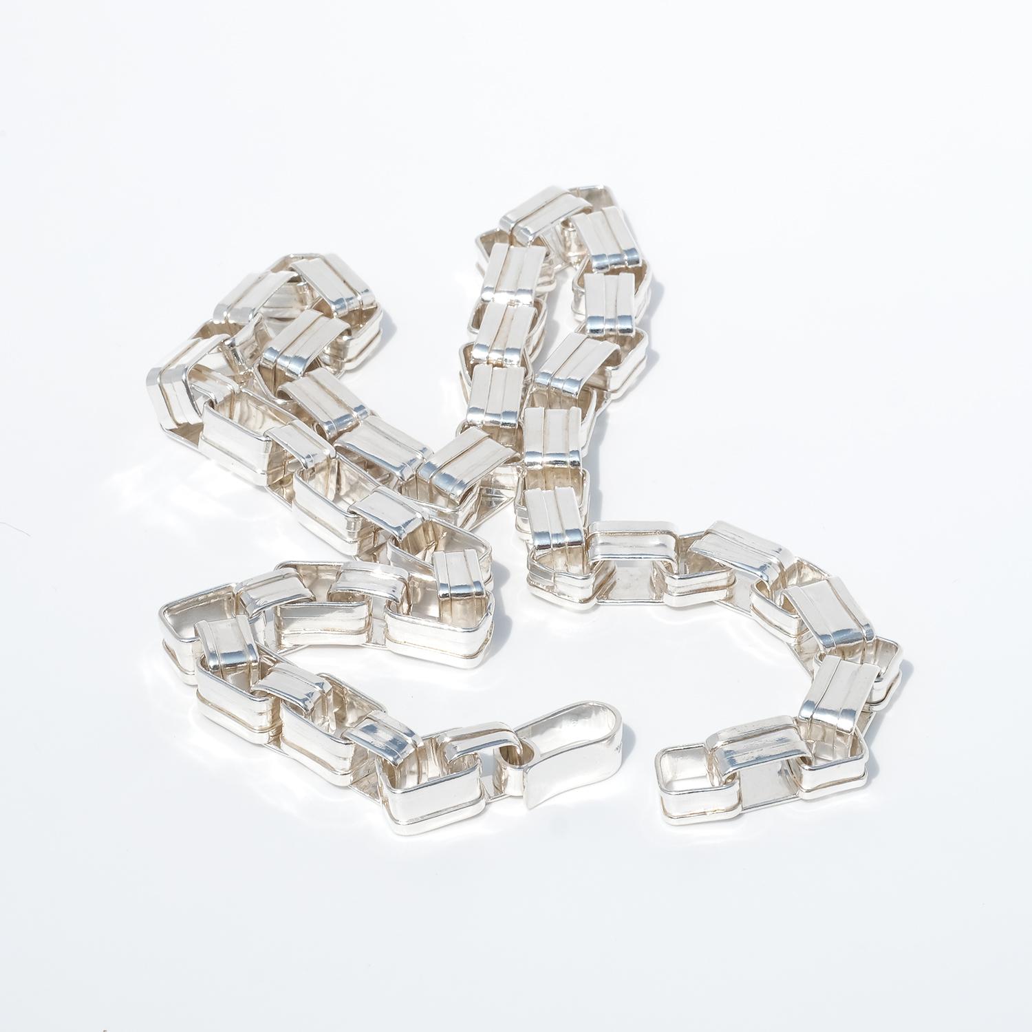 Vintage Silver Chain Necklace by Claës Giertta Made 1979 For Sale 1