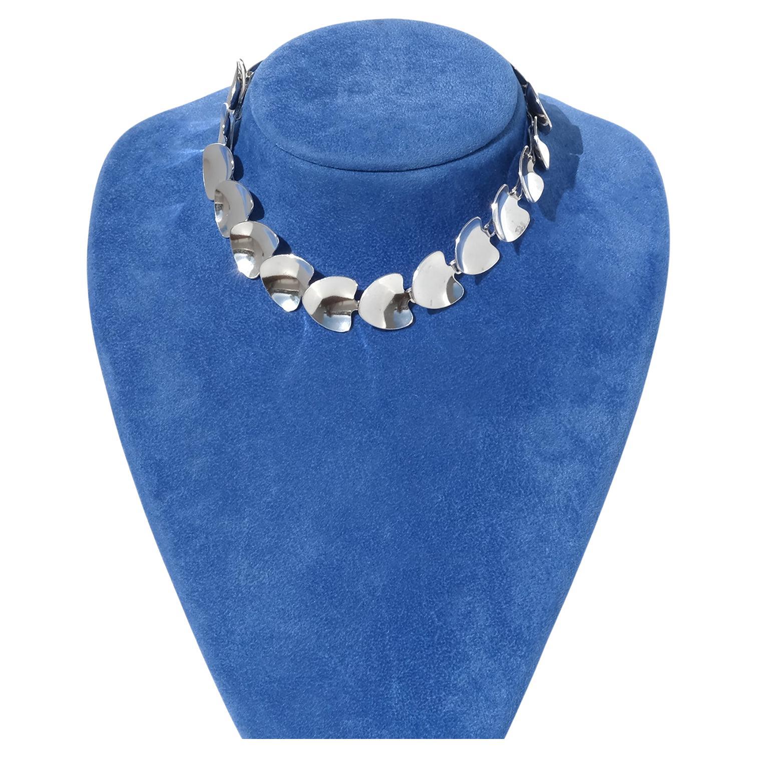 Vintage Silver Choker Necklace by Atelier Borgila Made 1956