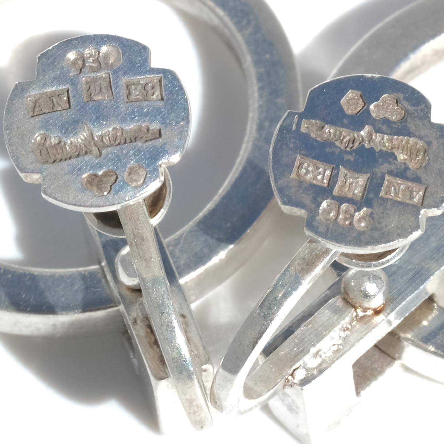 Vintage Silver Circle Earrings by Swedens silvermaster Wiwen Nilsson Made 1955 2