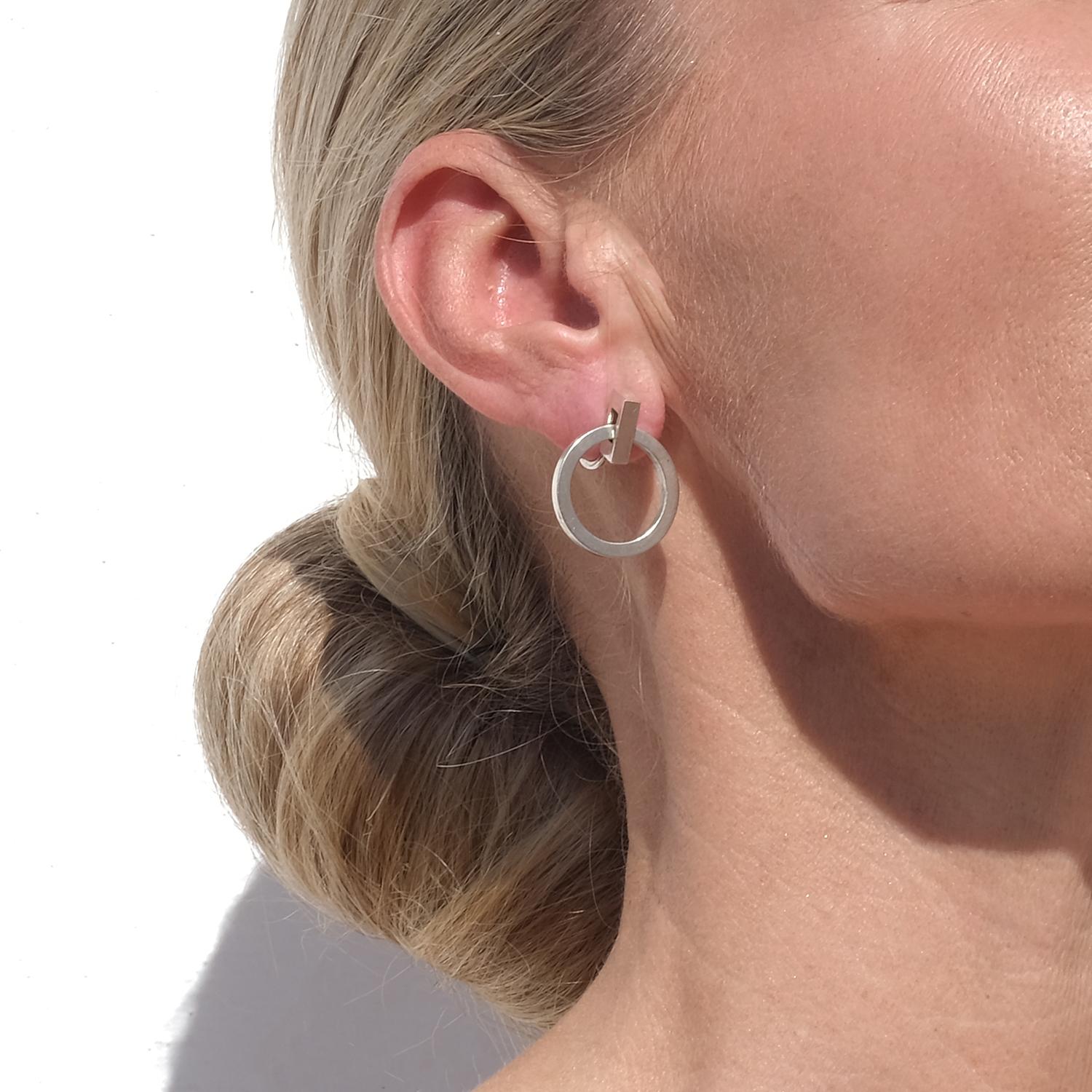 Vintage Silver Circle Earrings by Swedens silvermaster Wiwen Nilsson Made 1955 5