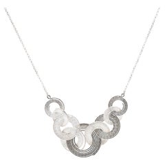 Vintage Silver Circle Necklace, Sterling Silver, Spring Ring Clasp, Multi