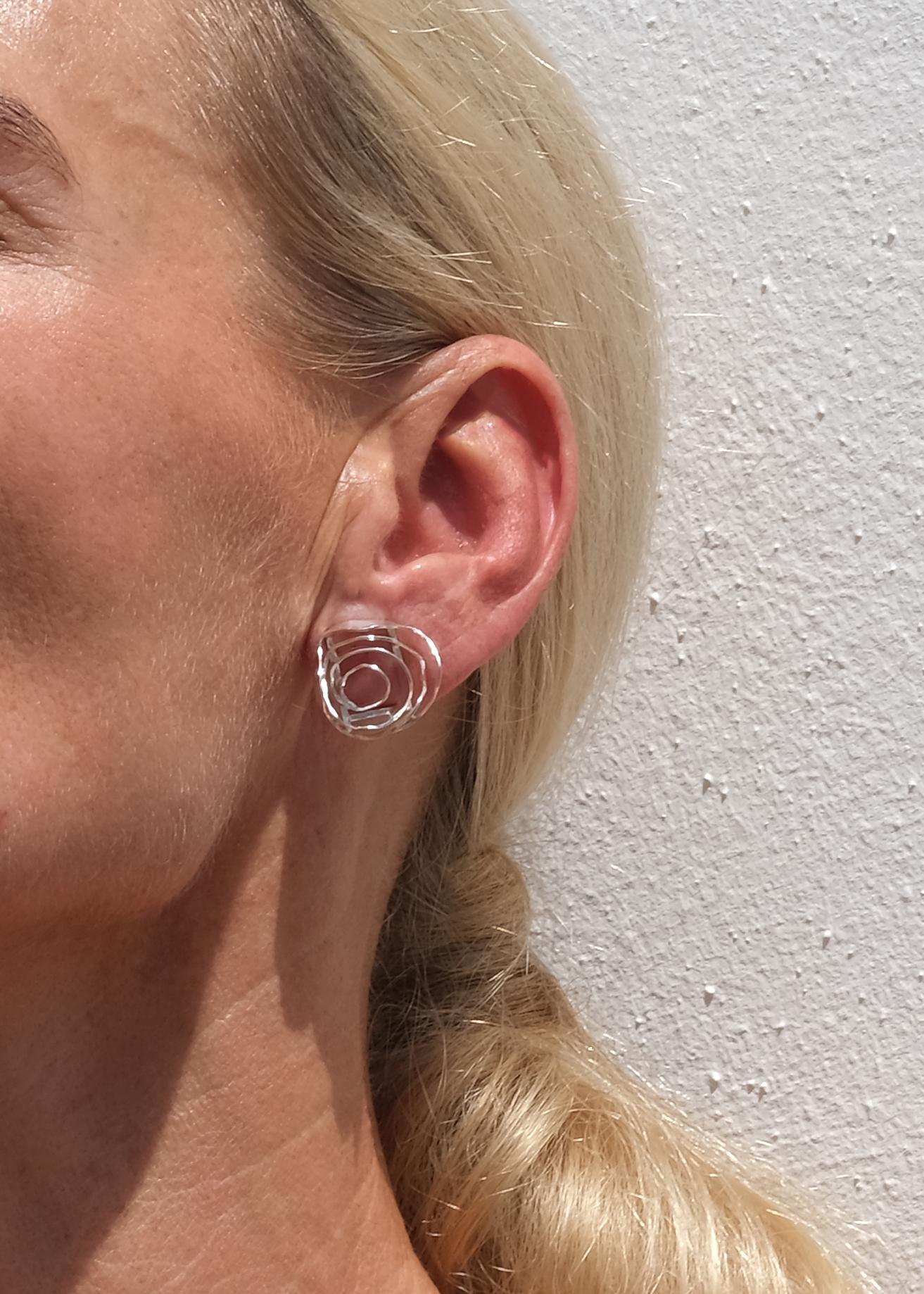 Vintage Silver Clip-On Earrings by Rey Urban Made 1971 im Angebot 6