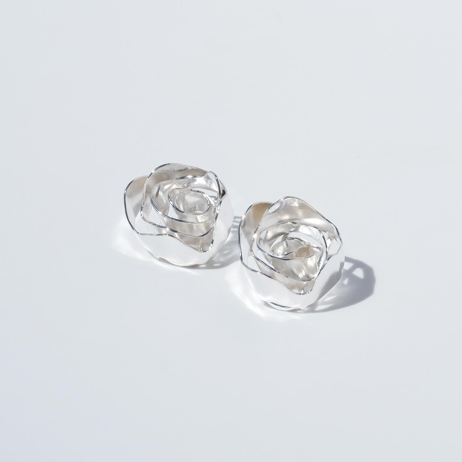 Vintage Silver Clip-On Earrings by Rey Urban Made 1971 im Zustand „Gut“ im Angebot in Stockholm, SE