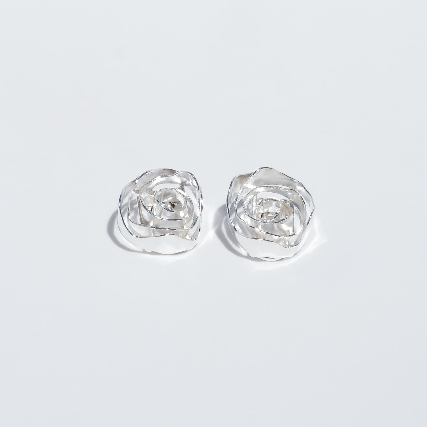 Vintage Silver Clip-On Earrings by Rey Urban Made 1971 im Angebot 1
