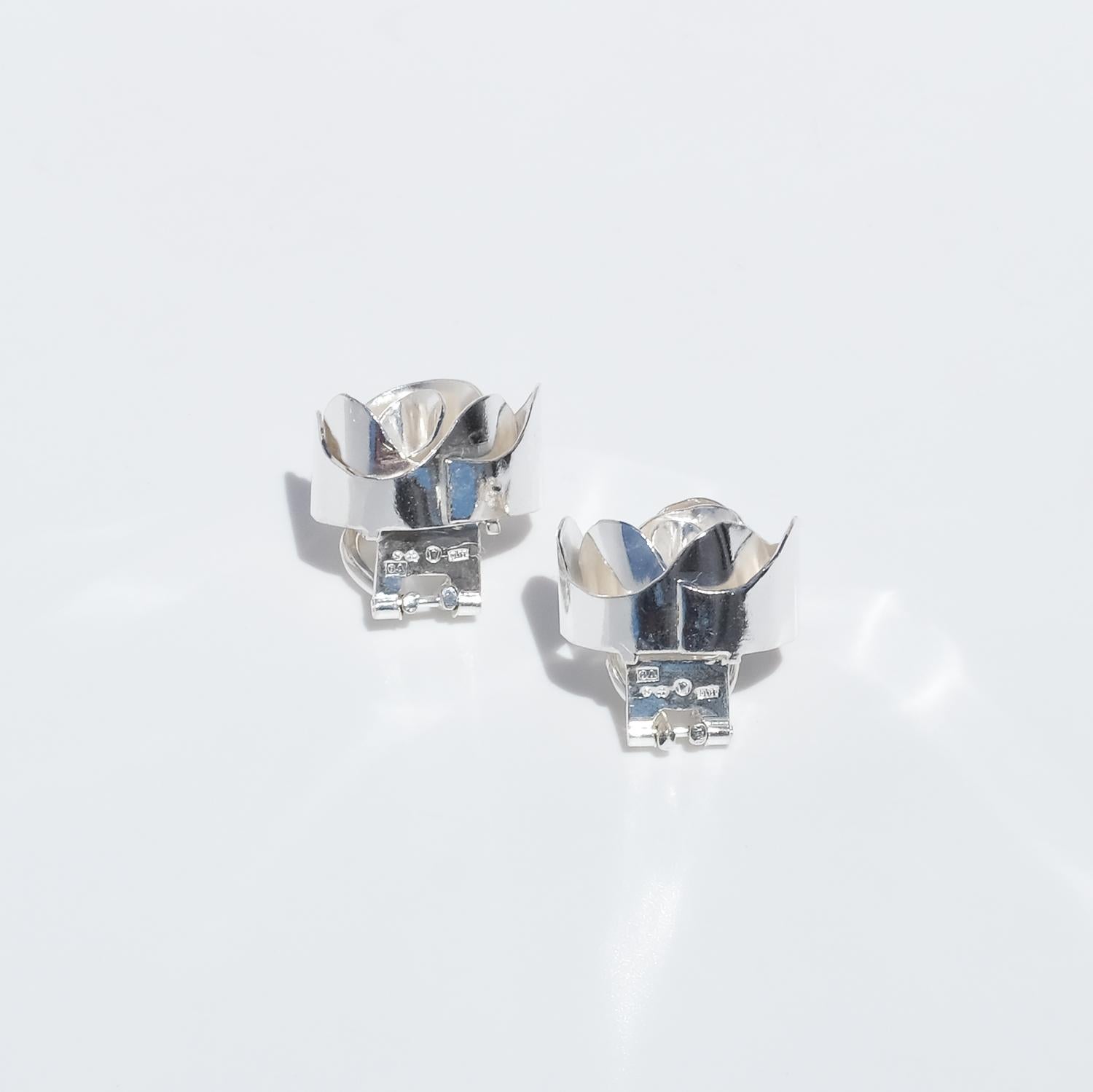 Vintage Silver Clip-On Earrings by Rey Urban Made 1971 im Angebot 2