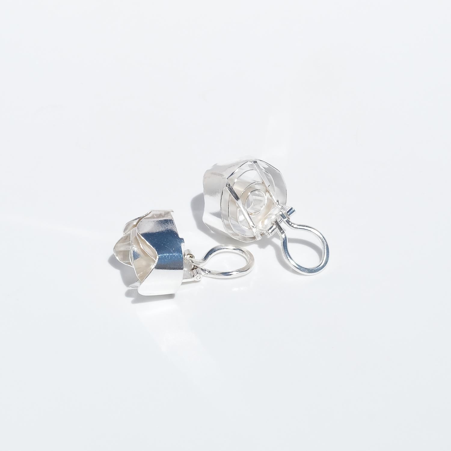 Vintage Silver Clip-On Earrings by Rey Urban Made 1971 im Angebot 3