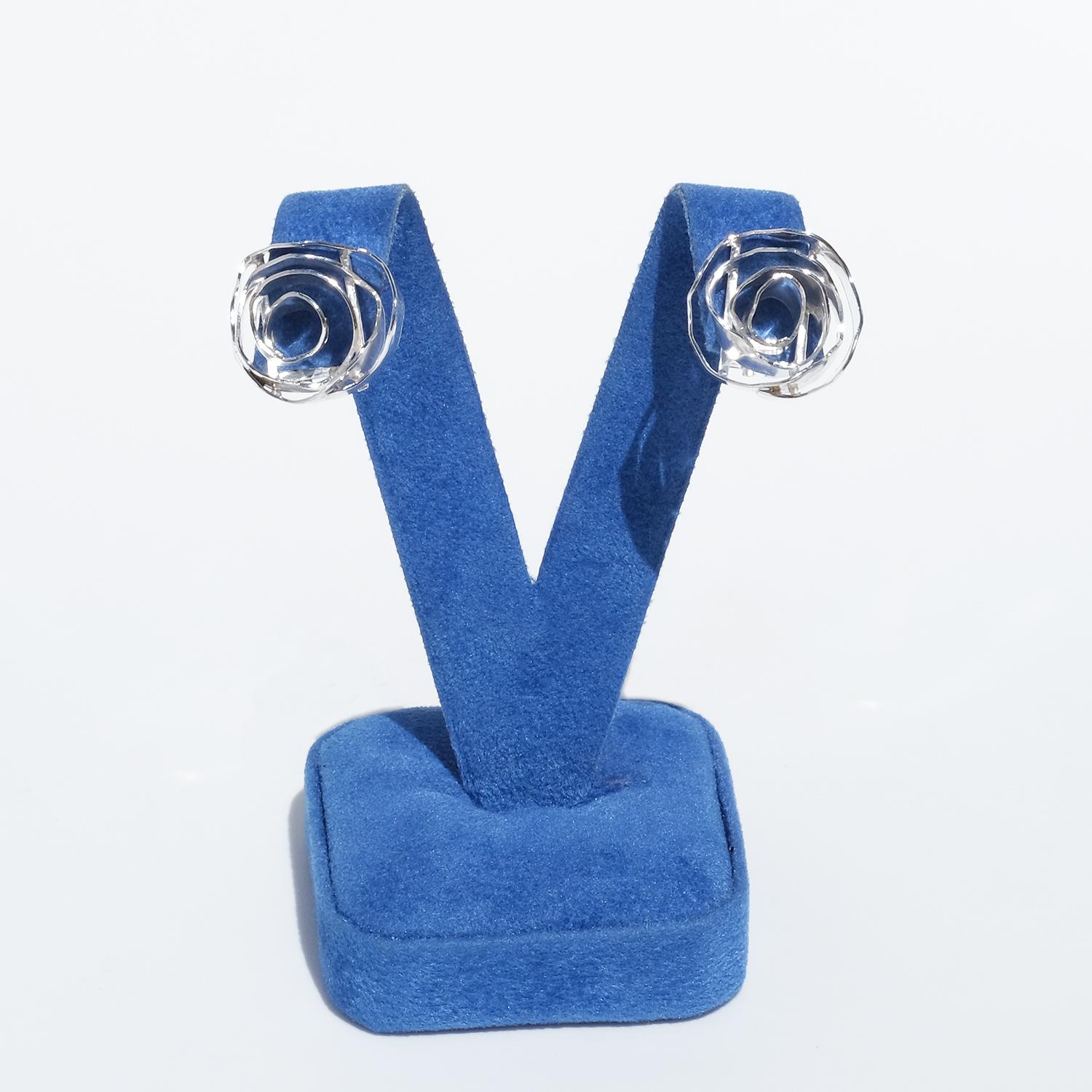 Vintage Silver Clip-On Earrings by Rey Urban Made 1971 im Angebot 4