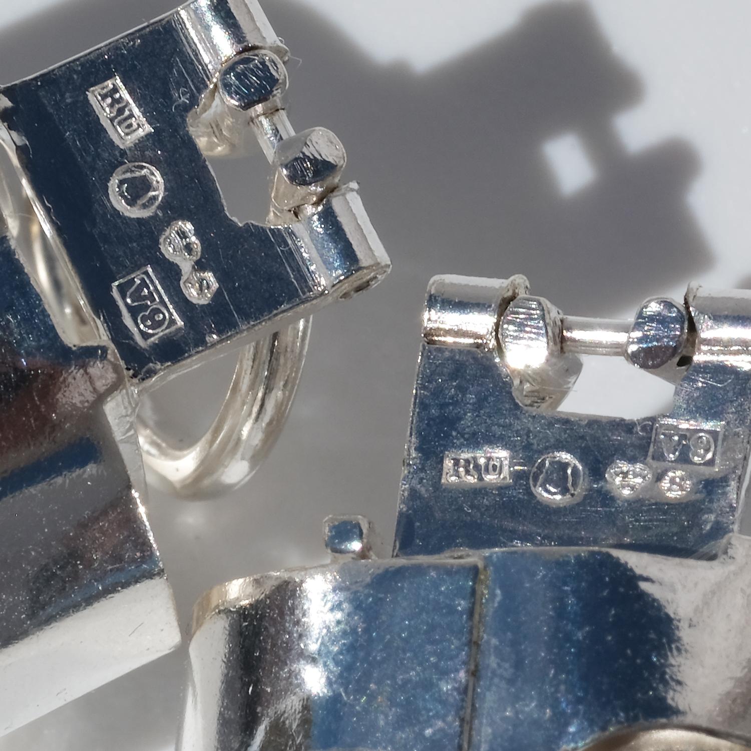 Vintage Silver Clip-On Earrings by Rey Urban Made 1971 im Angebot 5