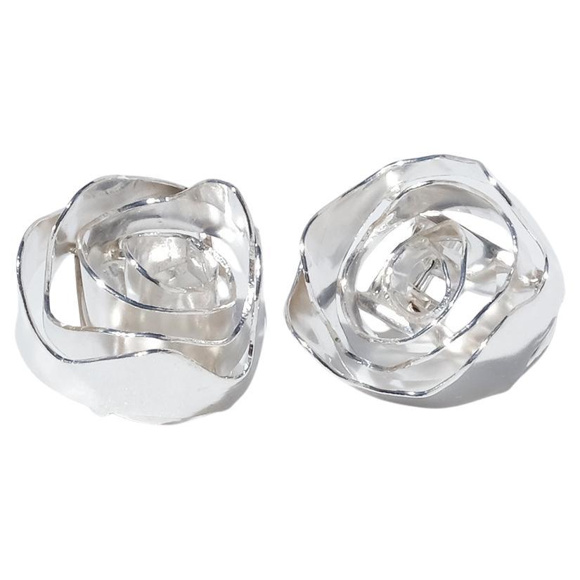 Vintage Silver Clip-On Earrings by Rey Urban Made 1971 im Angebot