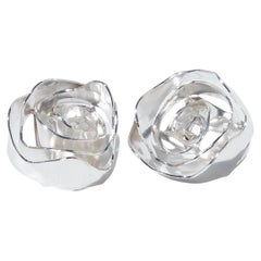 Vintage Silver Clip-On Earrings by Rey Urban Made 1971