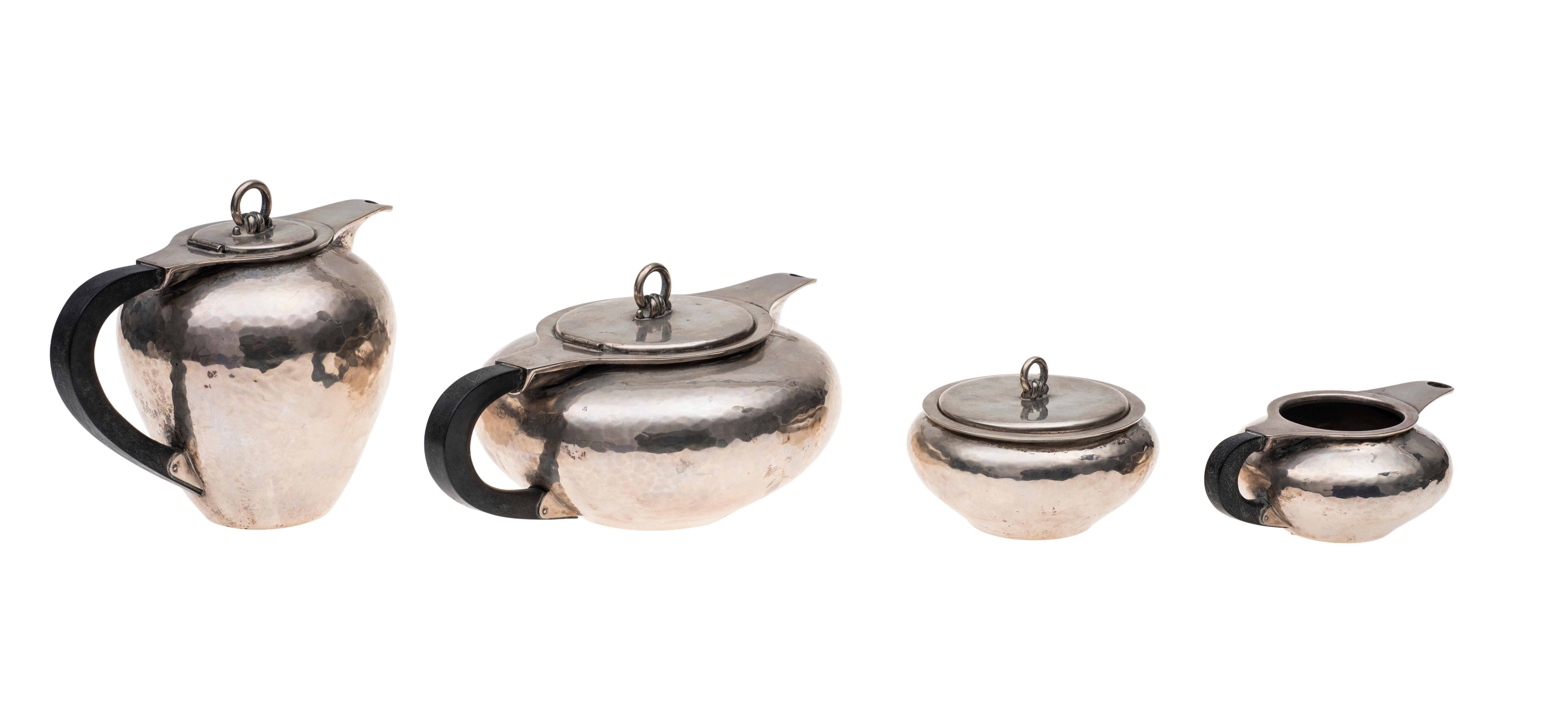 Italiano Servizio da caffè e da tè in argento vintage, manifattura italiana, 1934-1944 in vendita