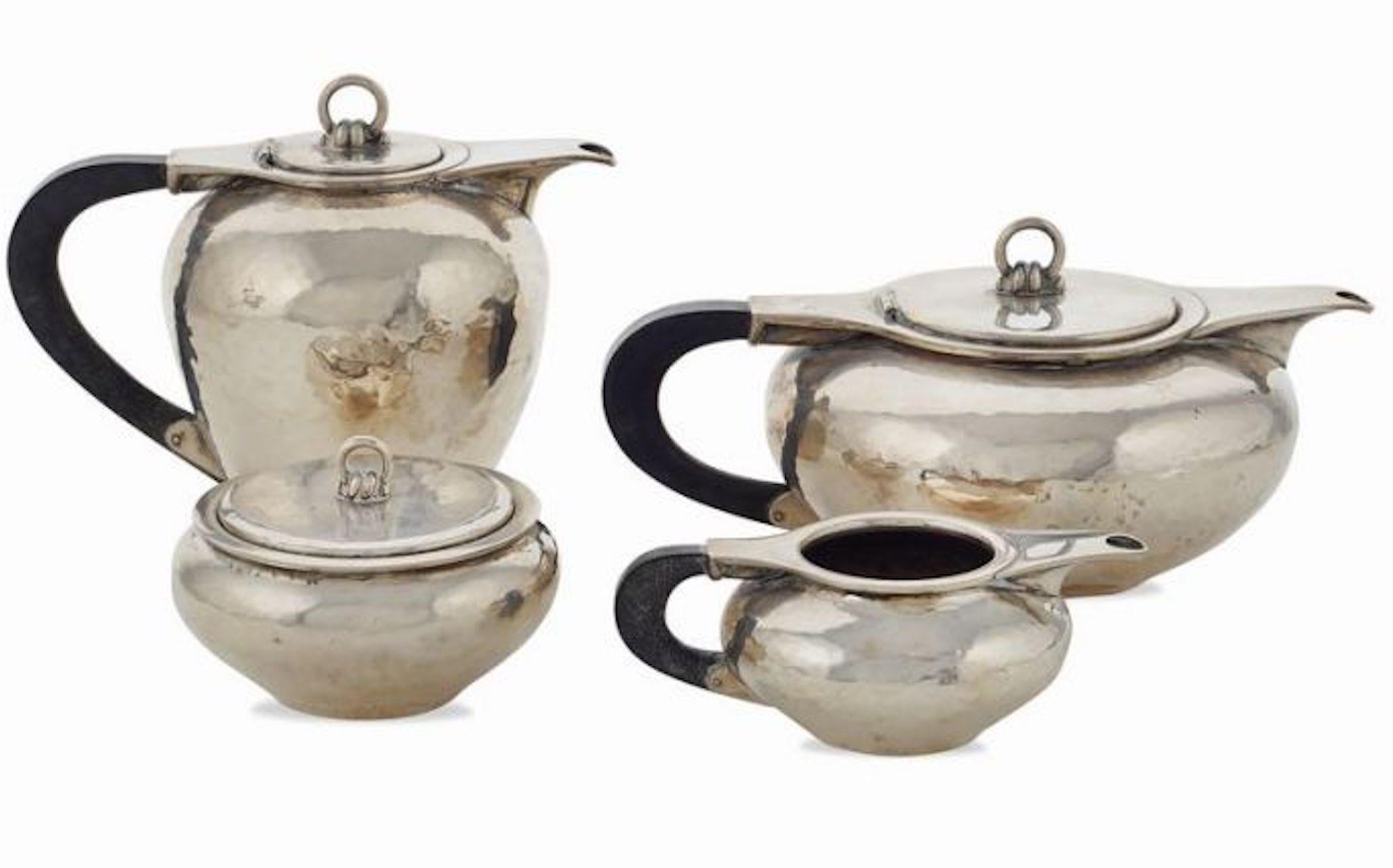 Sterling Silver Vintage Silver Coffee and Tea Service, Italian Manufacture, 1934-1944 For Sale