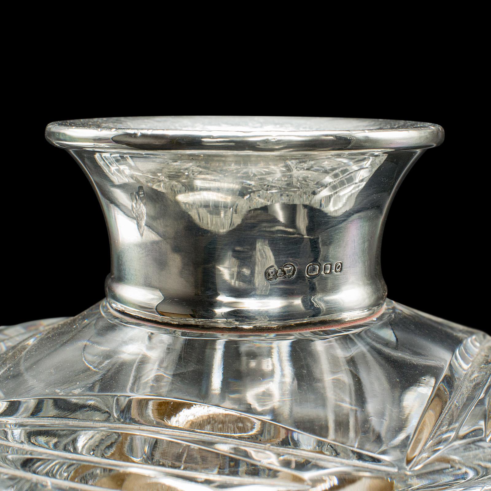 Vintage Silver Collared Spirit Decanter, Englisch, Kristall, Whiskey, gestempelt im Angebot 3