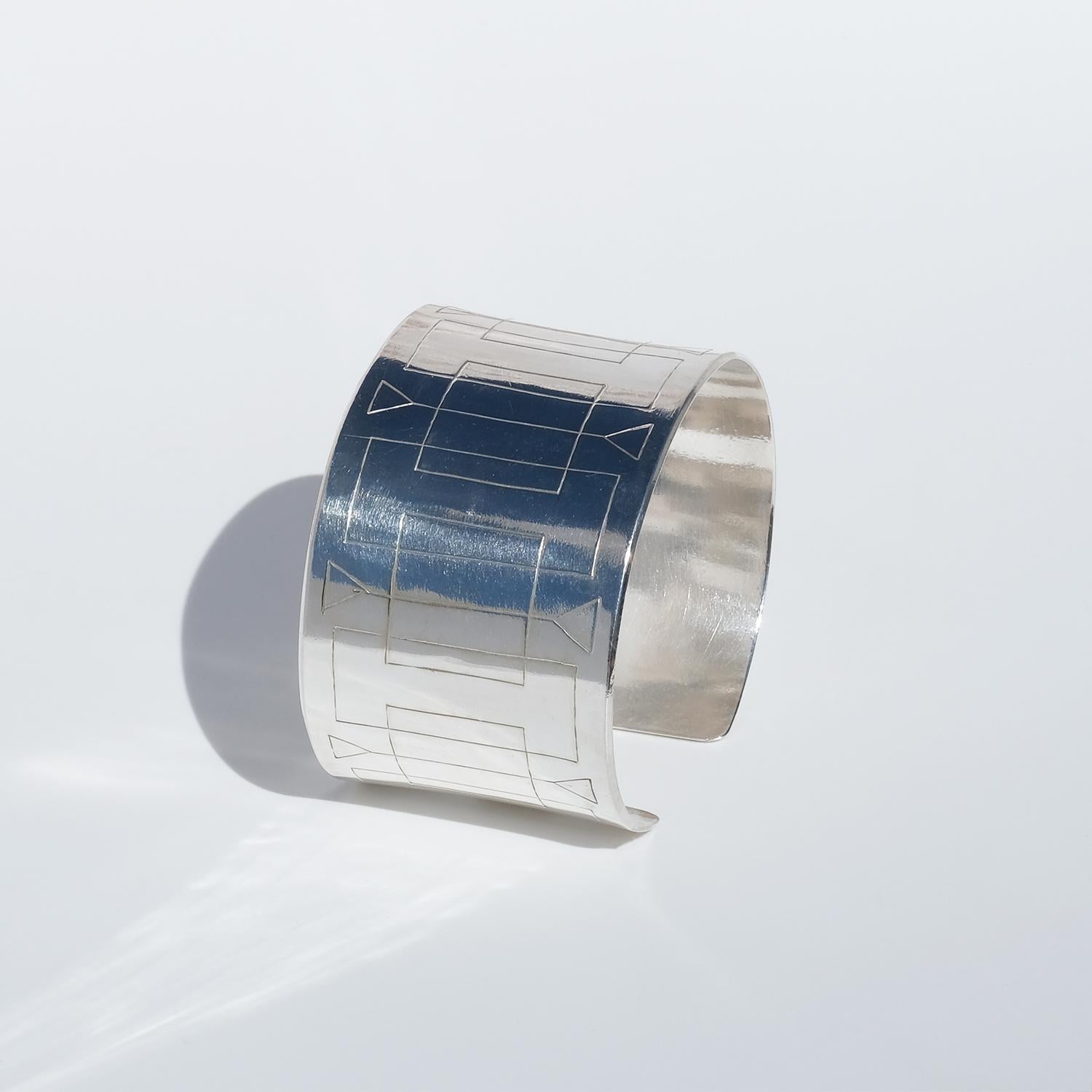 Vintage Silber-Manschettenarmband aus Silber von Bengt Liljedahl, hergestellt 1953 im Zustand „Gut“ im Angebot in Stockholm, SE