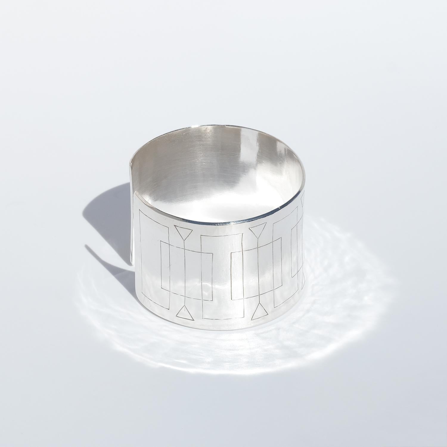 Vintage Silber-Manschettenarmband aus Silber von Bengt Liljedahl, hergestellt 1953 im Angebot 2