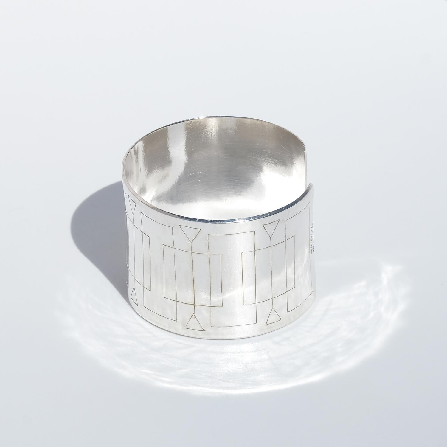Vintage Silber-Manschettenarmband aus Silber von Bengt Liljedahl, hergestellt 1953 im Angebot 3