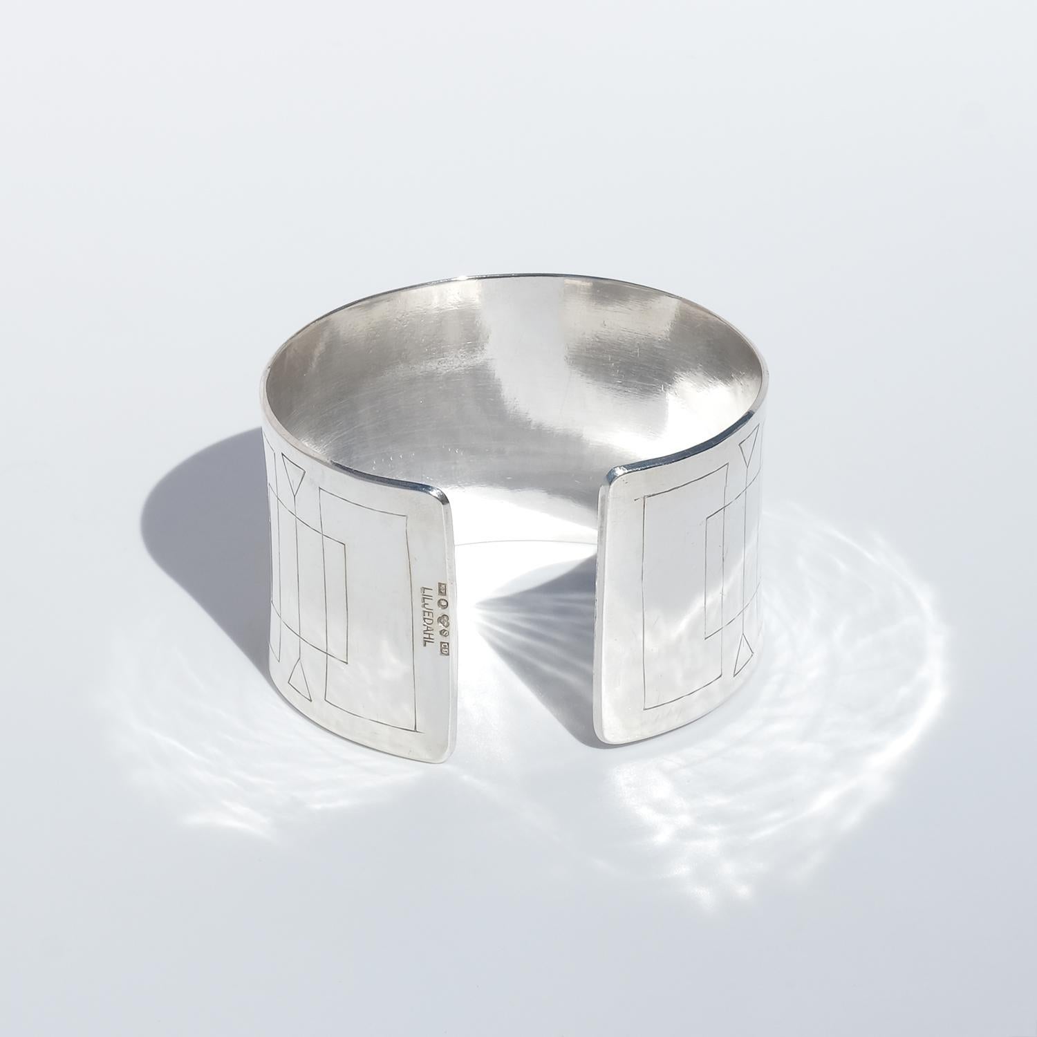 Vintage Silber-Manschettenarmband aus Silber von Bengt Liljedahl, hergestellt 1953 im Angebot 4