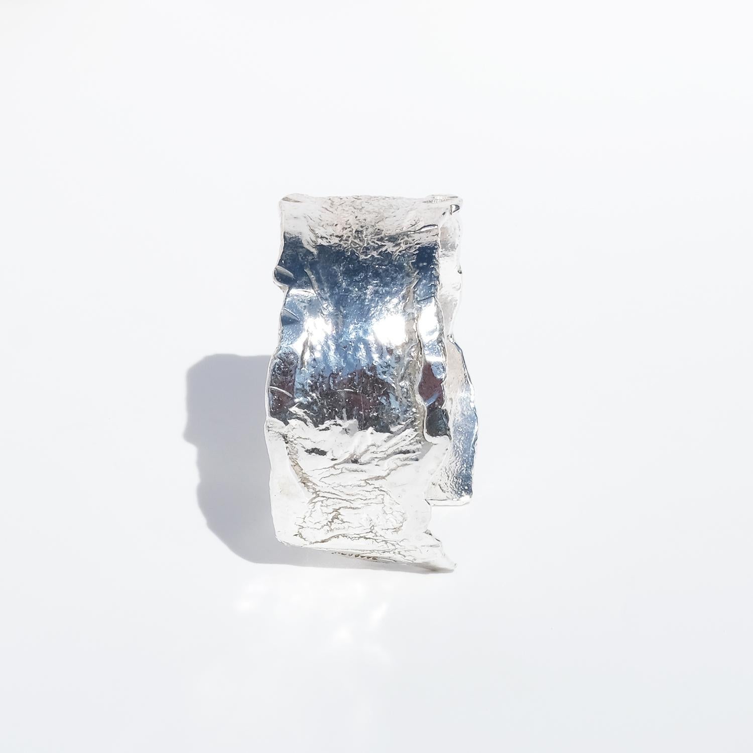 Vintage Silver Cuff Bracelet by Eric Robbert Made 1975 im Zustand „Gut“ im Angebot in Stockholm, SE