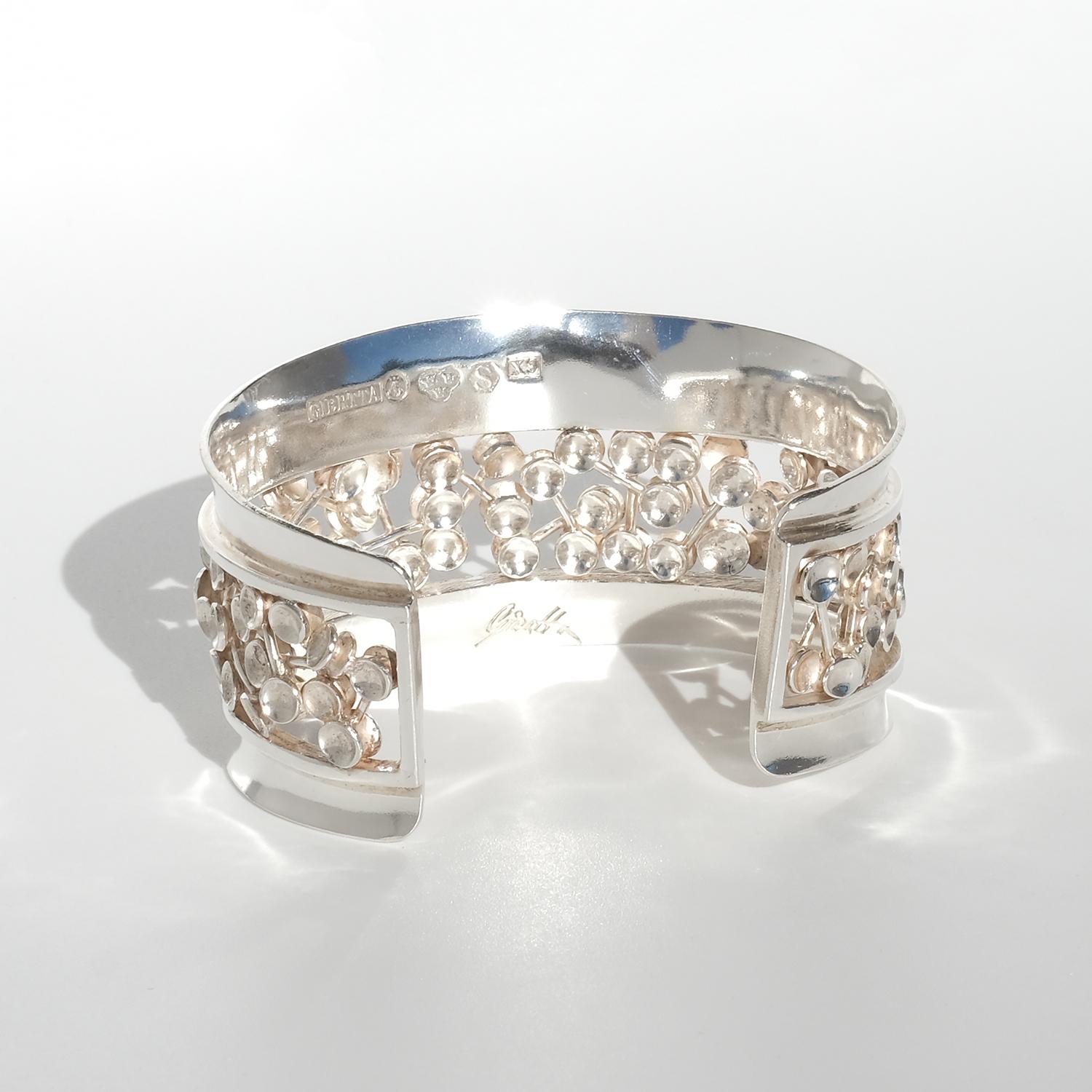 Vintage Silver Cuff Bracelet by Master Claës Giertta Made Year 1972 In Good Condition In Stockholm, SE