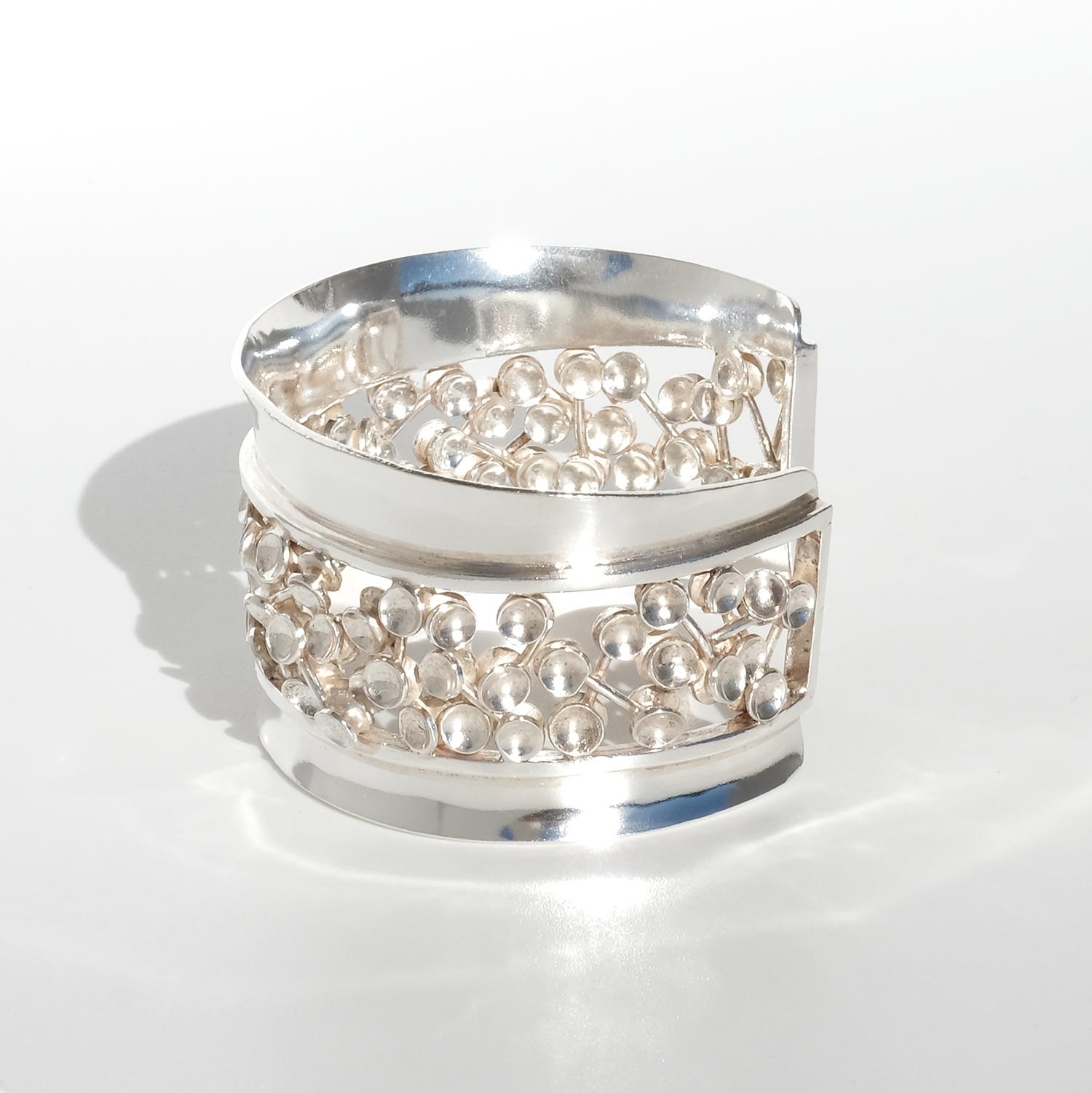 Women's or Men's Vintage Silver Cuff Bracelet by Master Claës Giertta Made Year 1972