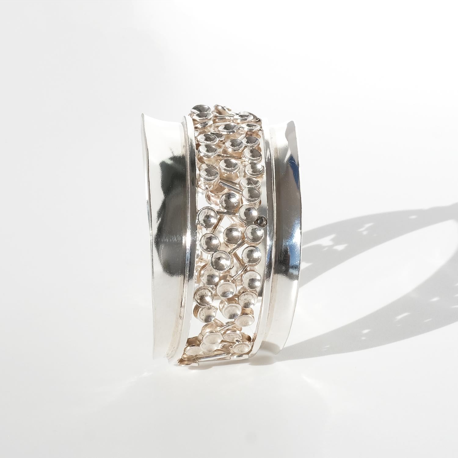 Vintage Silver Cuff Bracelet by Master Claës Giertta Made Year 1972 1