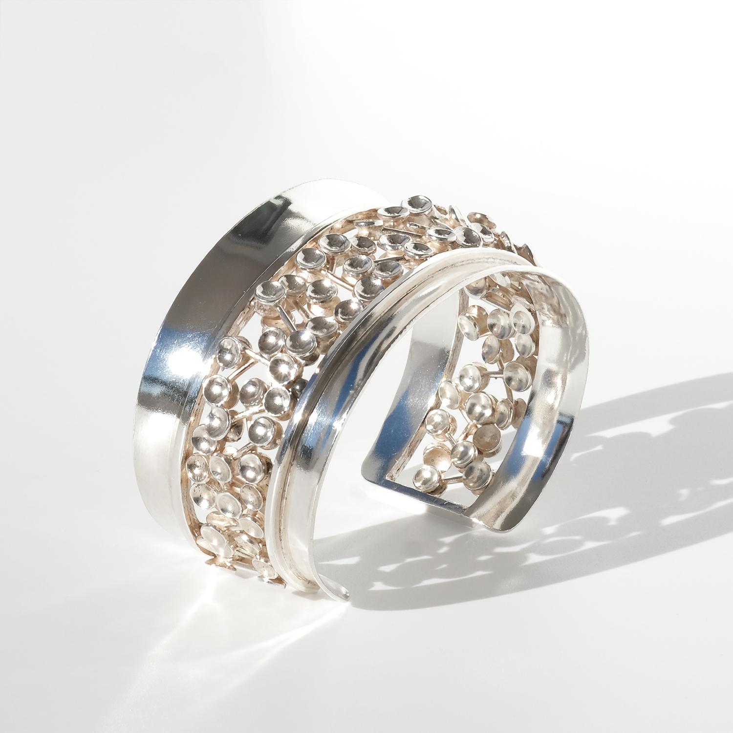 Vintage Silver Cuff Bracelet by Master Claës Giertta Made Year 1972 2