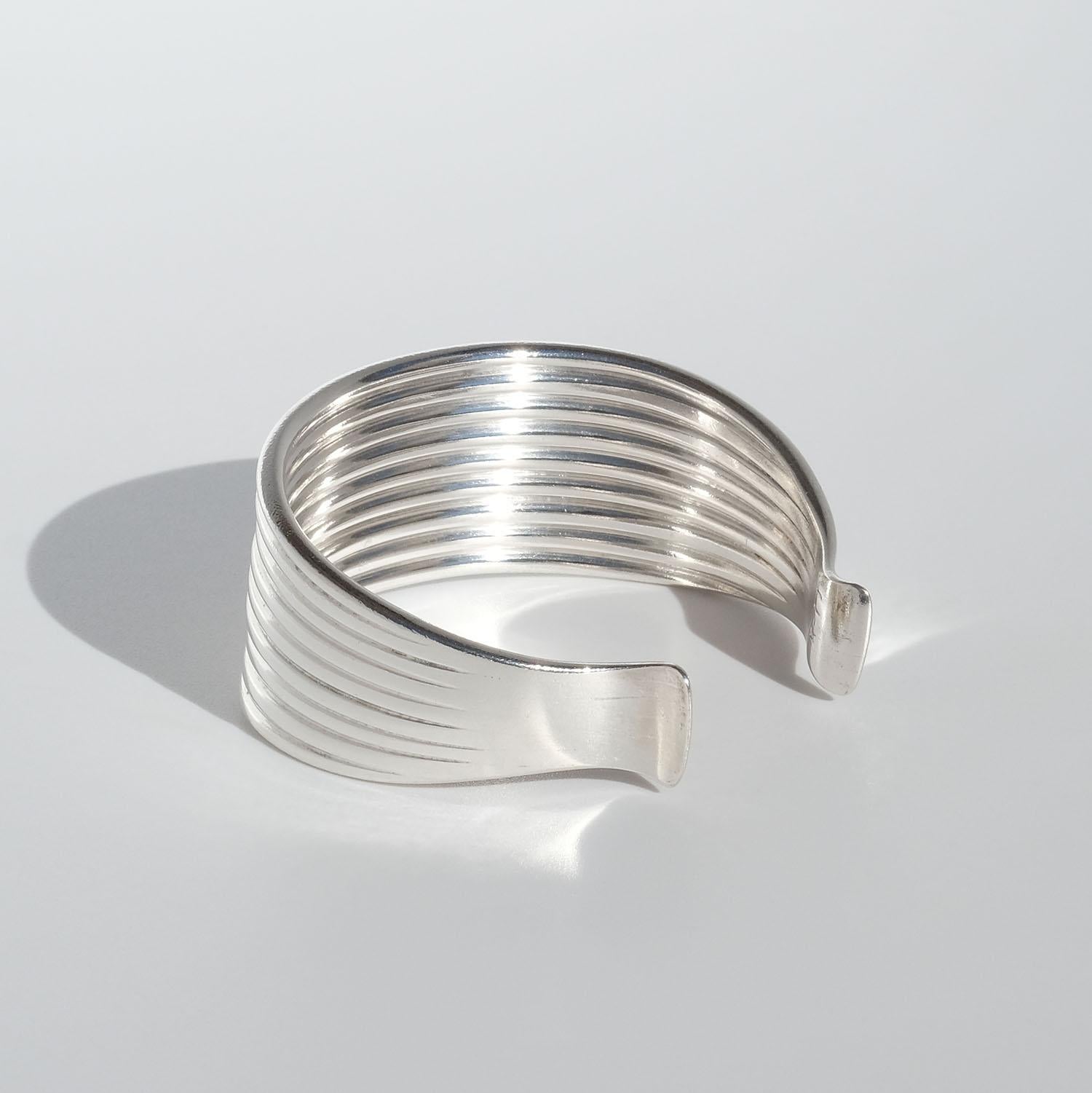 Women's or Men's Vintage Silver Cuff Bracelet by Sven-Erik Högberg Made Year 1957 For Sale