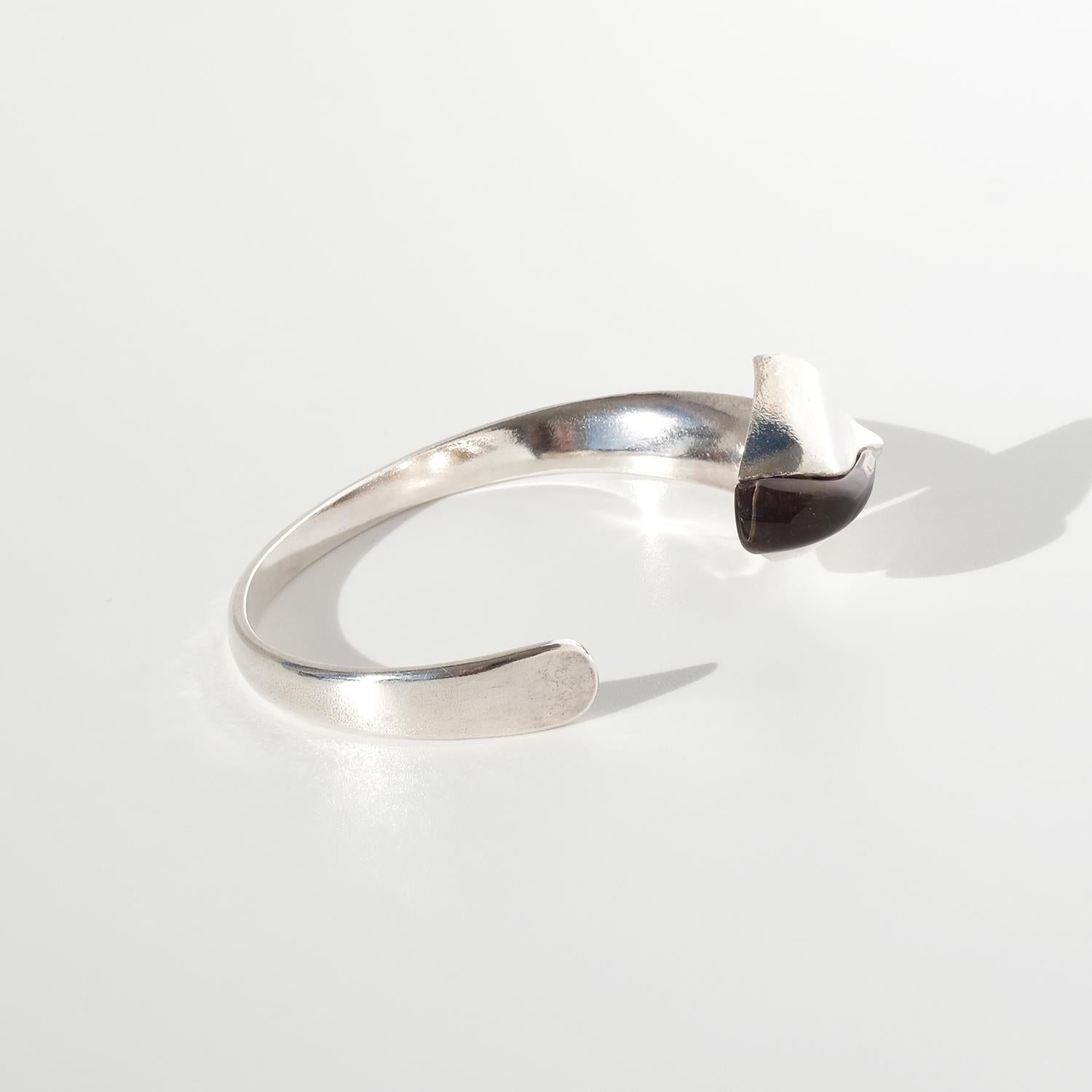 Women's or Men's Vintage Silver Cuff Bracelet “Salamander” by Björn Weckström Made 1975 For Sale