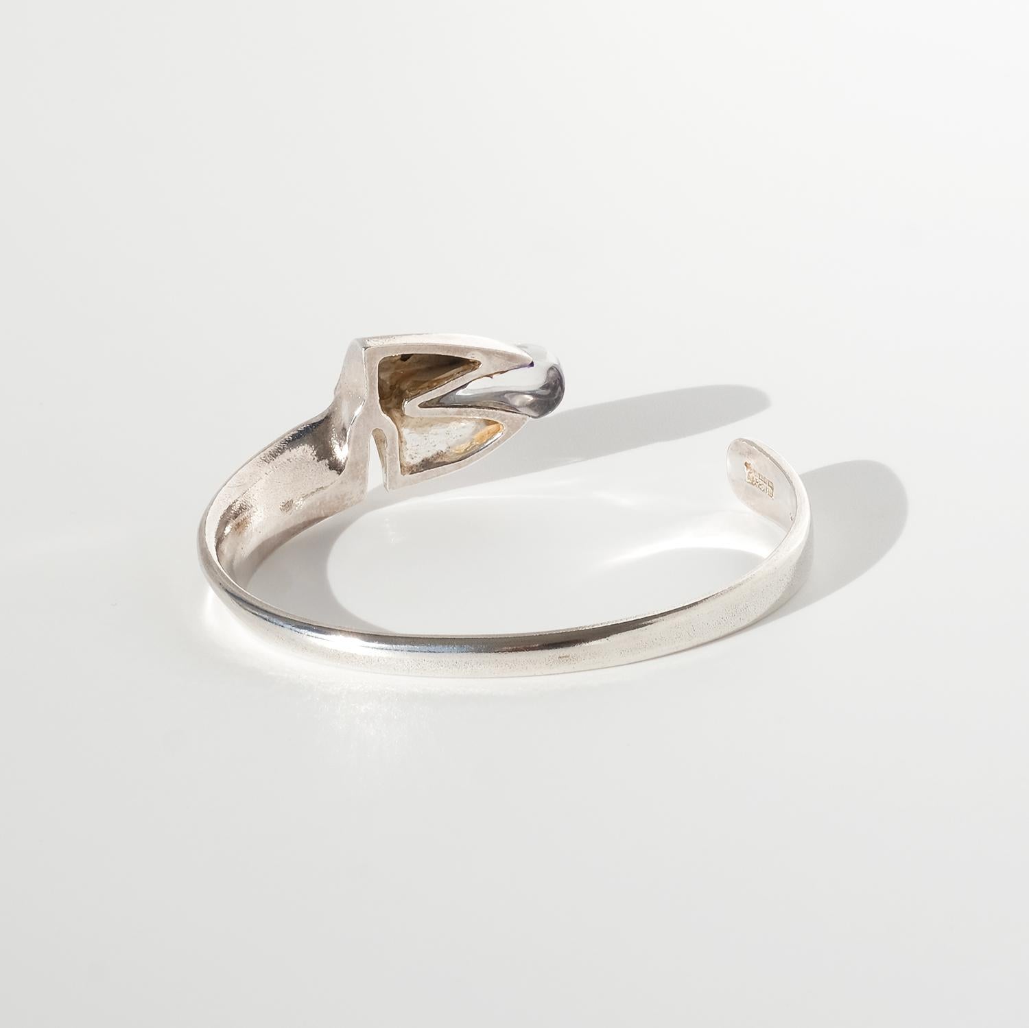 Vintage Silver Cuff Bracelet “Salamander” by Björn Weckström Made 1975 For Sale 1