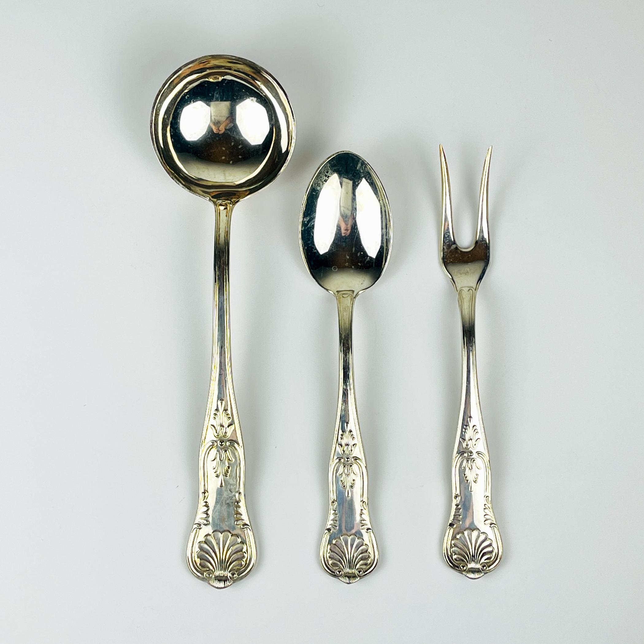Cubertería de plata vintage para 12 personas, Italia, años 60 en venta 5