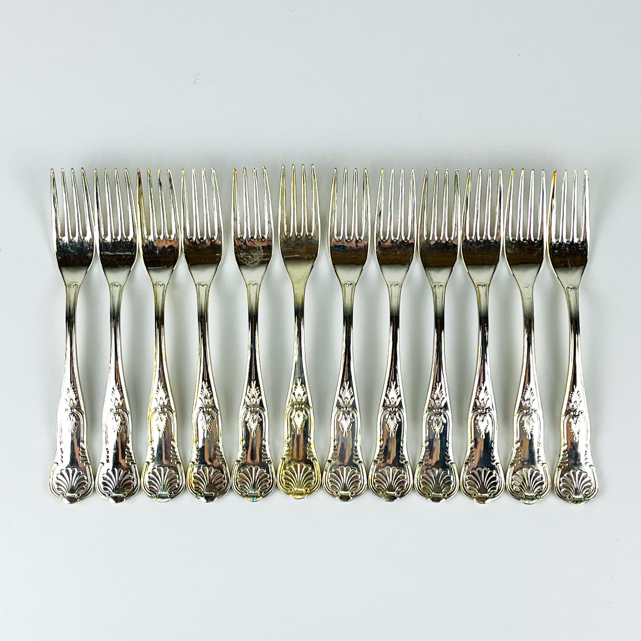 Cubertería de plata vintage para 12 personas, Italia, años 60 en venta 6