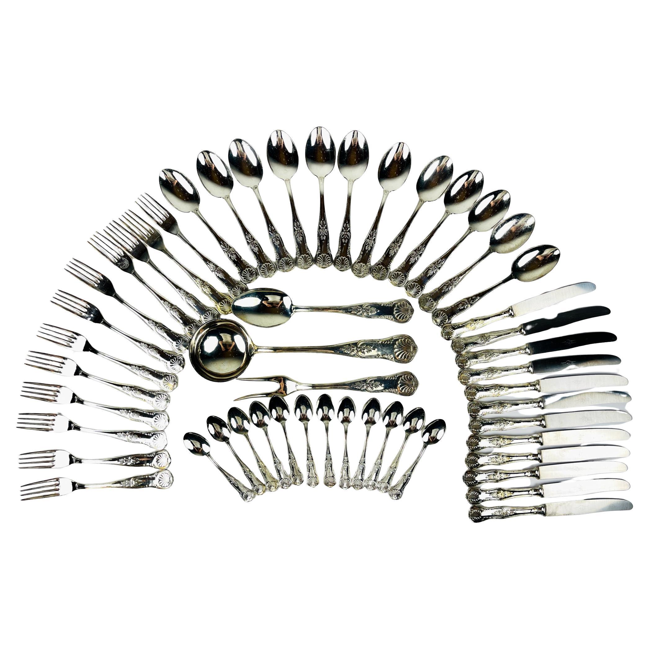 Vintage Silver Cutlery Set for 12 people, Italy, 1960s For Sale