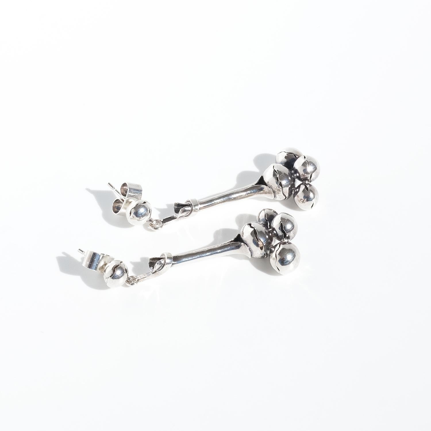 Vintage Silver Dangling Earrings by Swedish Master Claës Giertta, 1970s For Sale 1