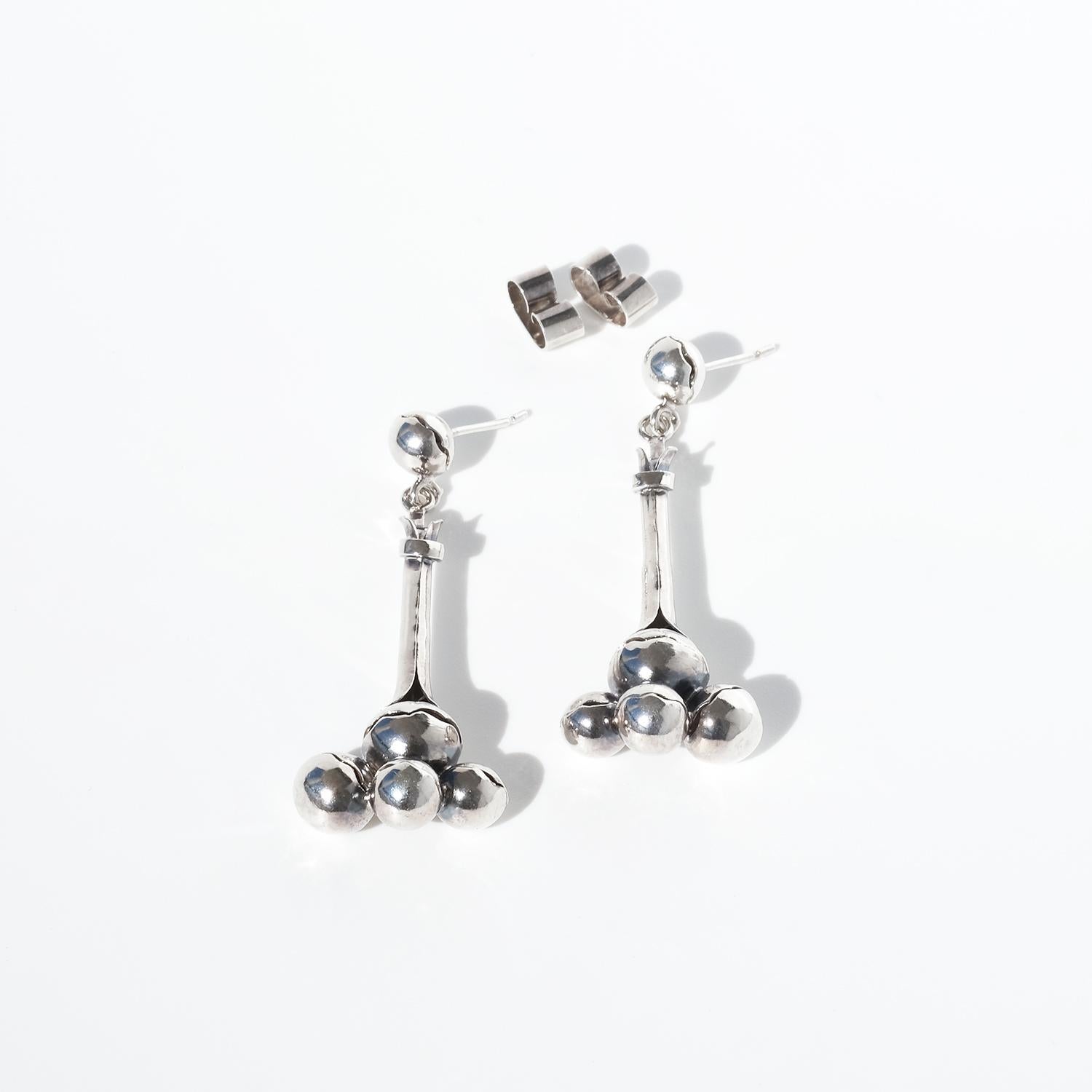 Vintage Silver Dangling Earrings by Swedish Master Claës Giertta, 1970s For Sale 2