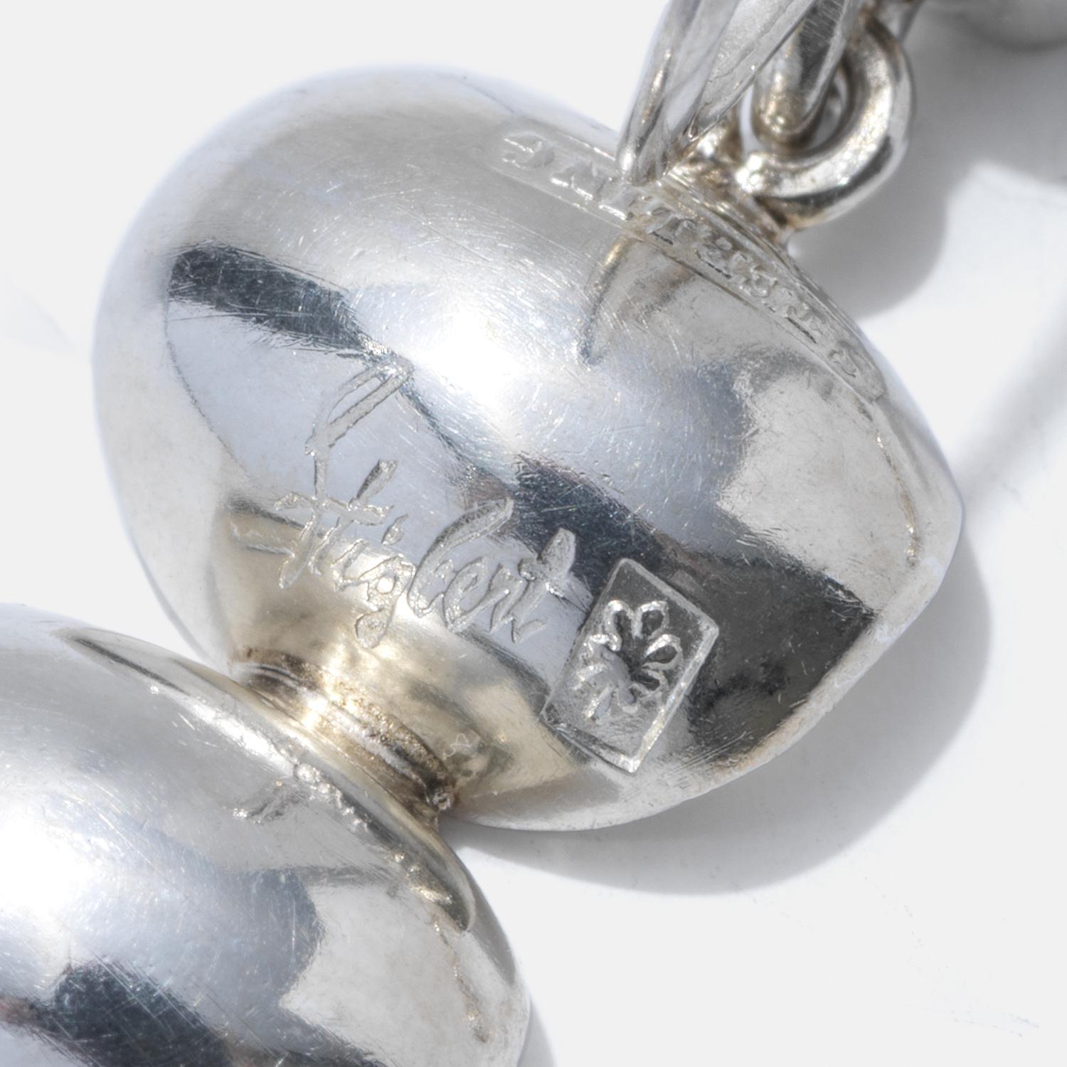 Boucles d'oreilles pendantes en argent vintage fabriquées l'année 1953 en vente 3
